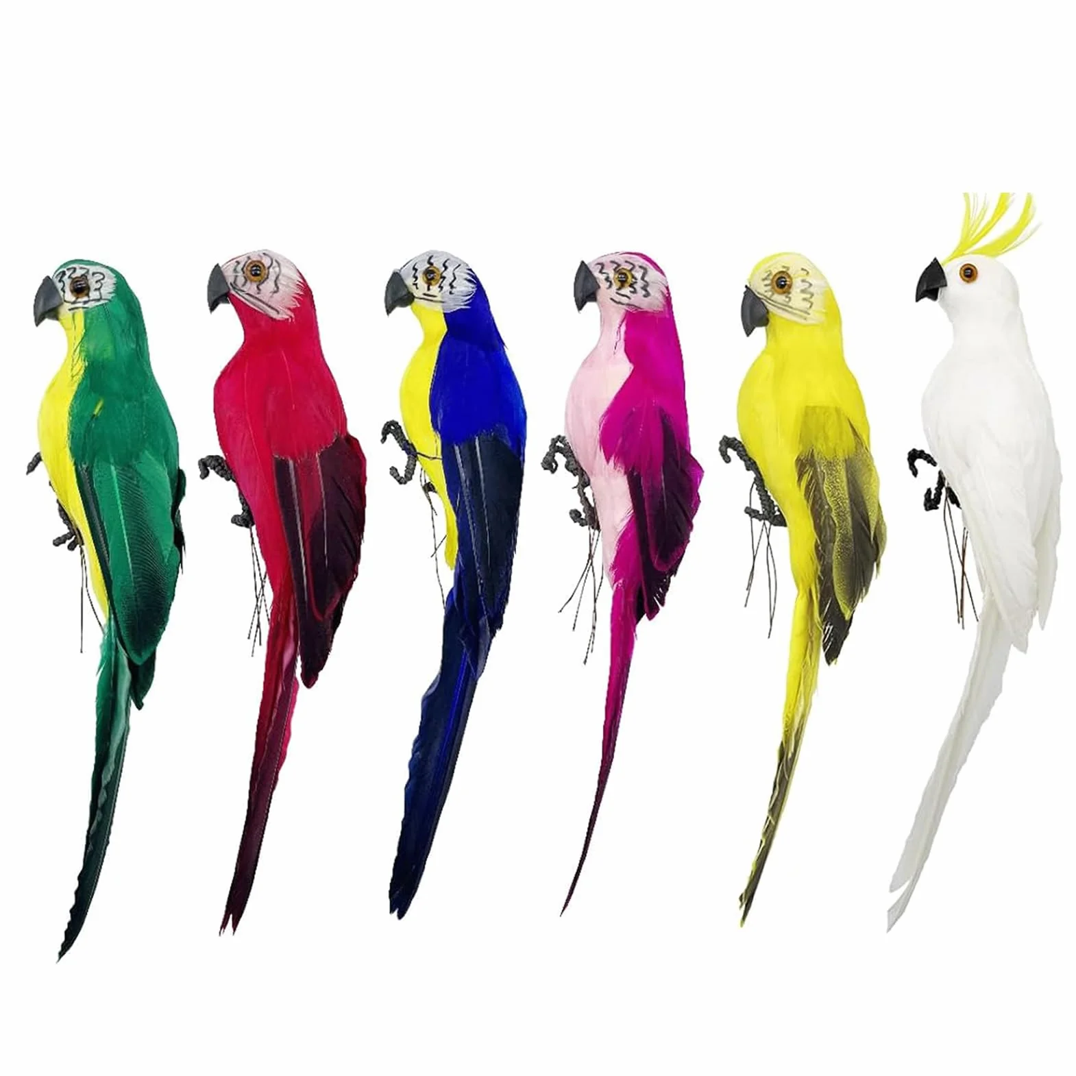 Uccello artificiale da 25,4 cm, in schiuma, per artigianato, giardino, albero, decorazione, spalla, pirata, costume, accessori, diversi colori.