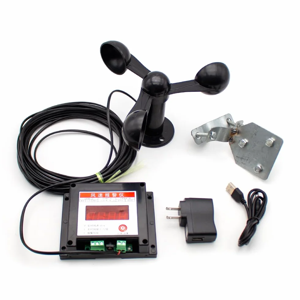 Toplionace Anemografo Anemometro per Gru a Torre, Indicatore di Velocità del Vento Indicatore di Direzione del Vento Sensore di Velocità del Vento Misurazione Dell'anemoscopio del Vento (A)