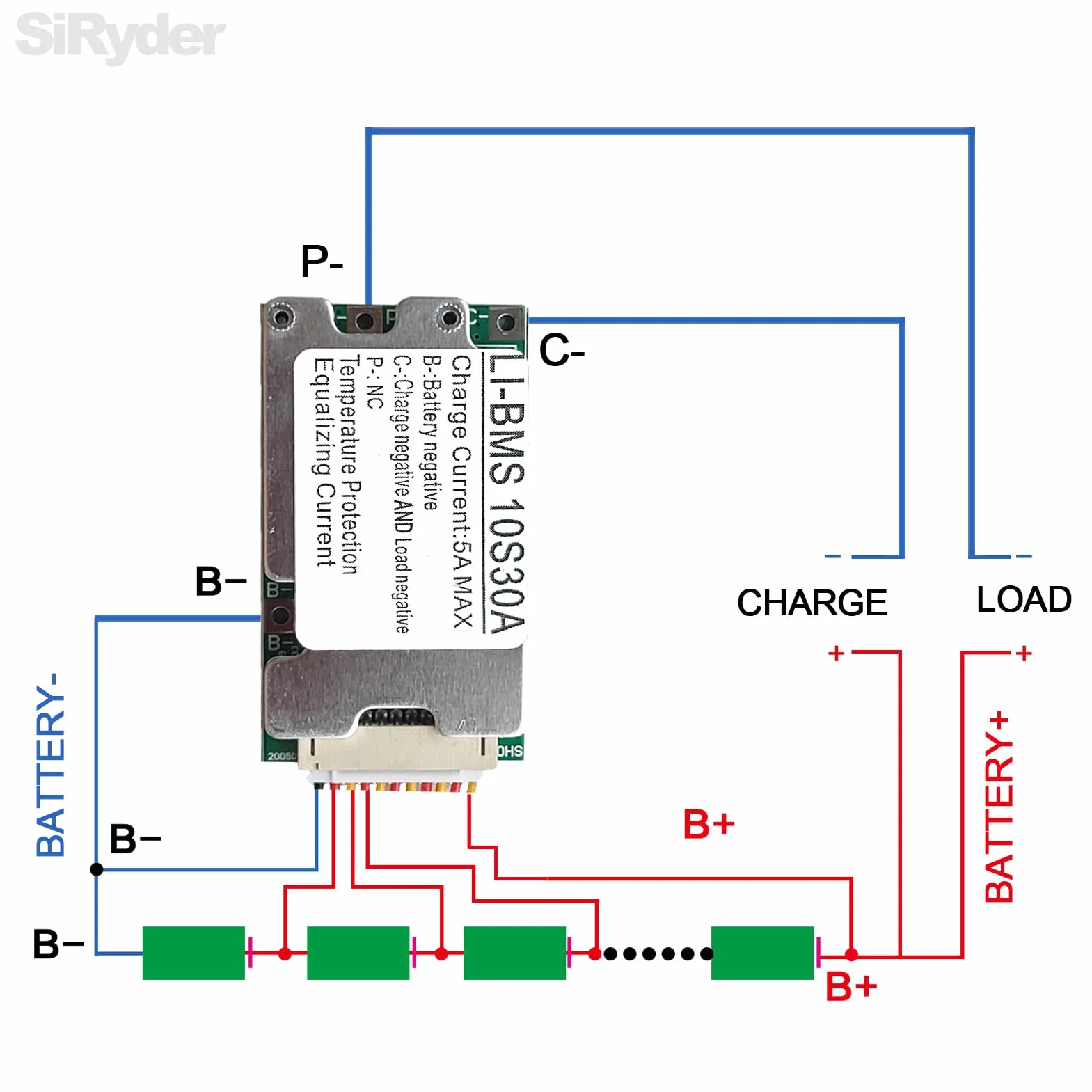 Scheda di Protezione Batteria Agli Ioni di Litio 36V 10S 30A 18650 con Bilanciamento