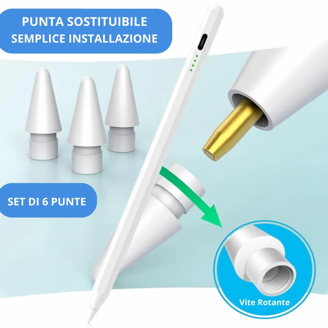 Punte Ricambio Compatibili con Apple Pencil Pro, USB-C, 1ª e 2ª Generazione, Alta Sensibilità e Precisione