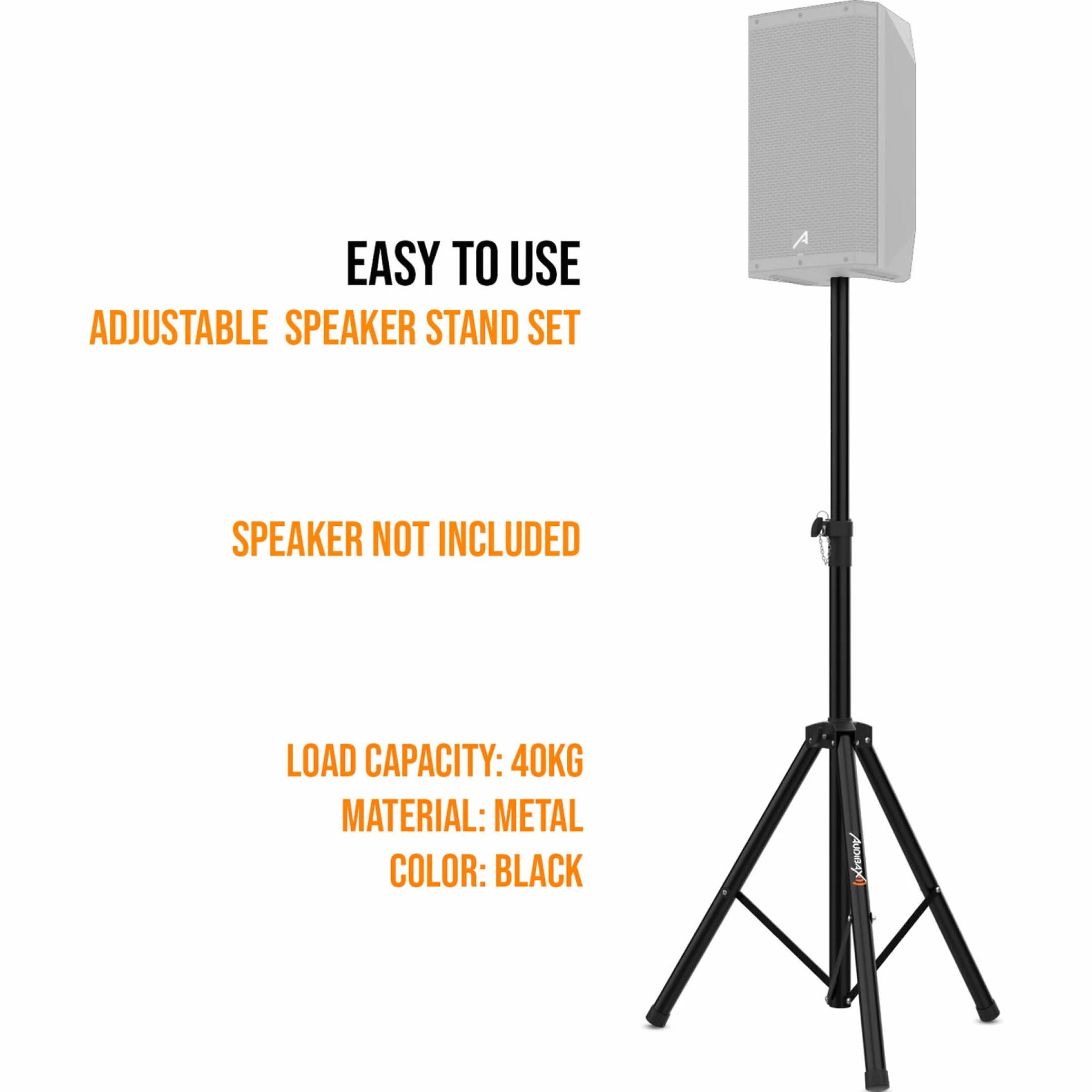Audibax Neo 121 Supporto per Altoparlanti Professionale Treppiede Pieghevole Altezza Regolabile 67-115 cm Peso Massimo 40 kg