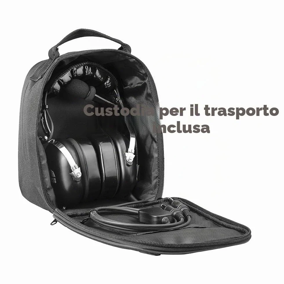PNR Aviation Cuffie Aeronautiche con Riduzione Passiva del Rumore, Custodia Trasporto