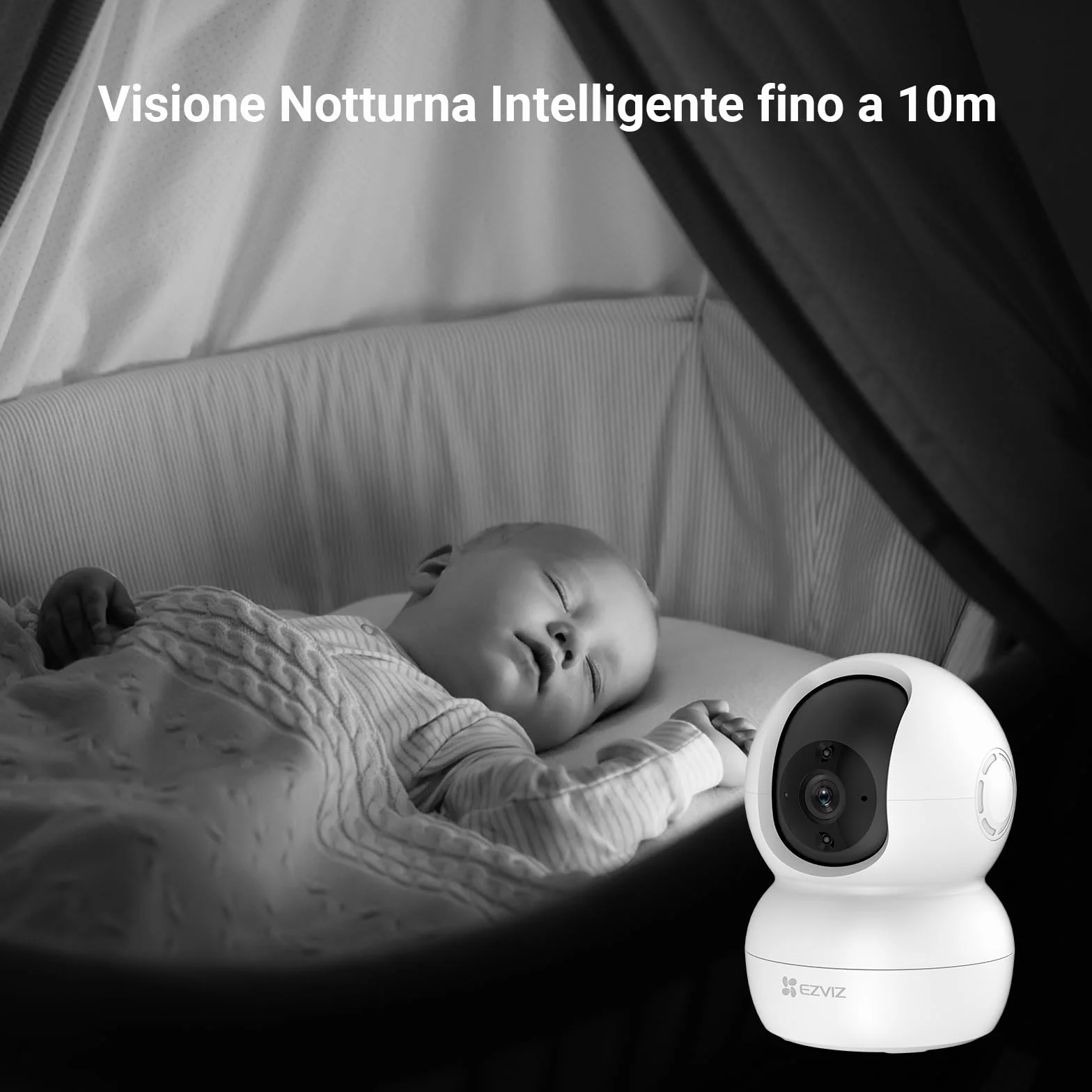 EZVIZ TY2 Telecamera da Interno Wifi IP 1080p Grandangolare Visione Notturna Audio Due Vie Compatibile con Alexa