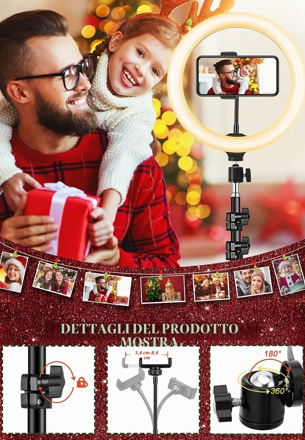 Ring Light 10" con Treppiede, Luce ad Anello LED dimmerabile con Telecomando Wireless per Fotografia, YouTube, Videoconferenze