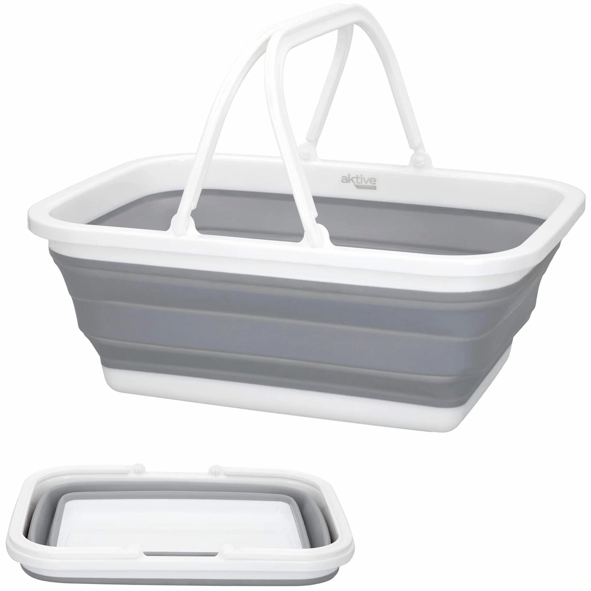 Aktive 52986 - Cestino pieghevole per campeggio e picnic | Cestino con maniglie, Cestino da picnic | Capacità 8,5 L | Materiale plastico e TPR | Accessori da campeggio