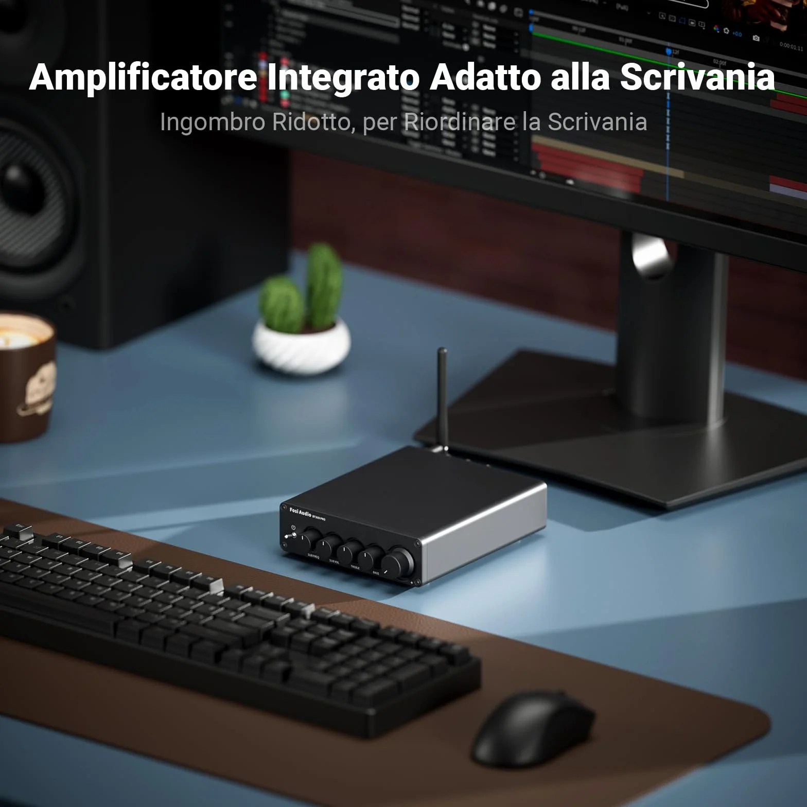 Fosi Audio BT30D Pro Amplificatore Bluetooth 2.1 Canali HiFi TDA3255 165W x2+350W Subwoofer