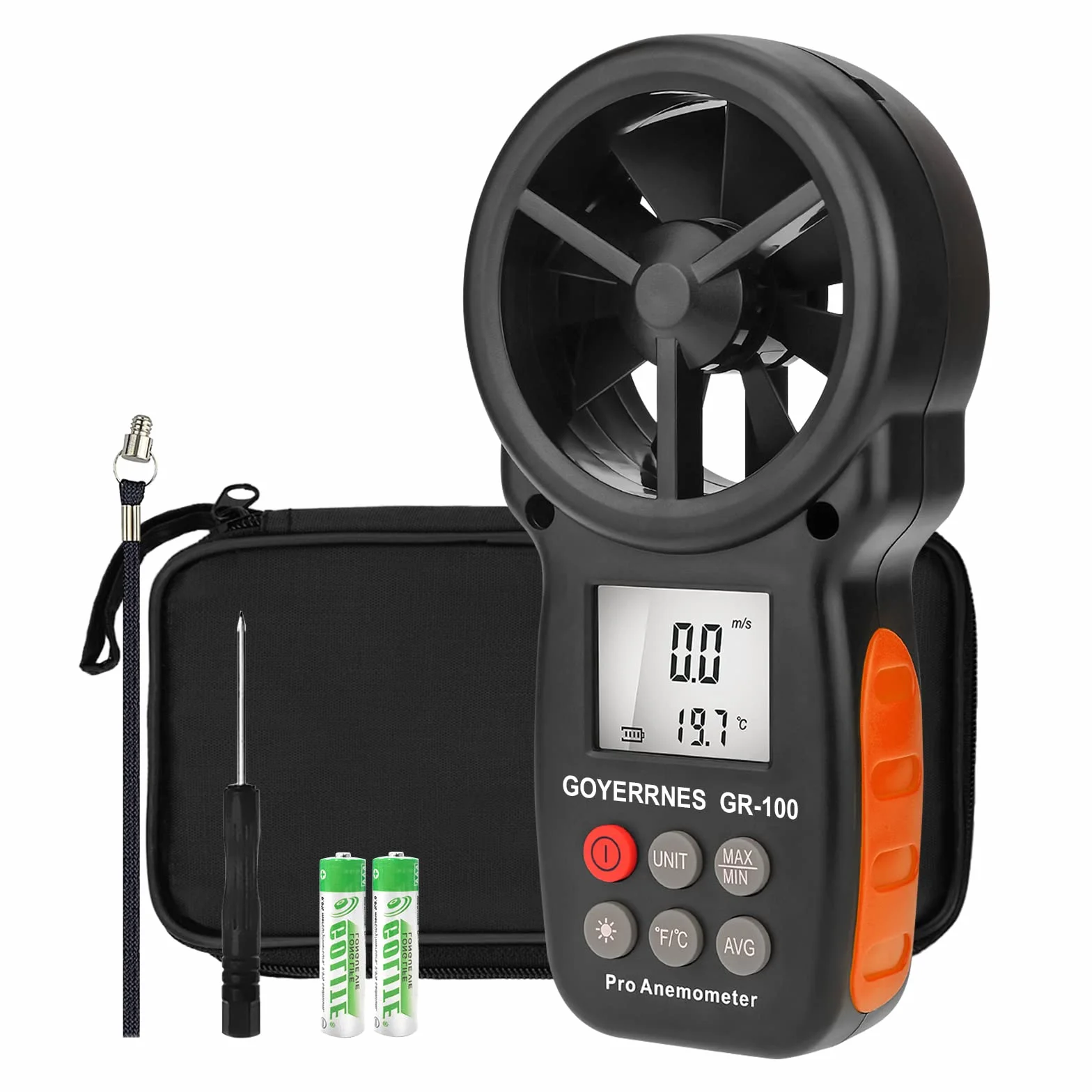 Anemometro digitale Misuratore di velocità del vento portatile 0,7~42m/s Anemometro tascabile della velocità dell'aria con bussola