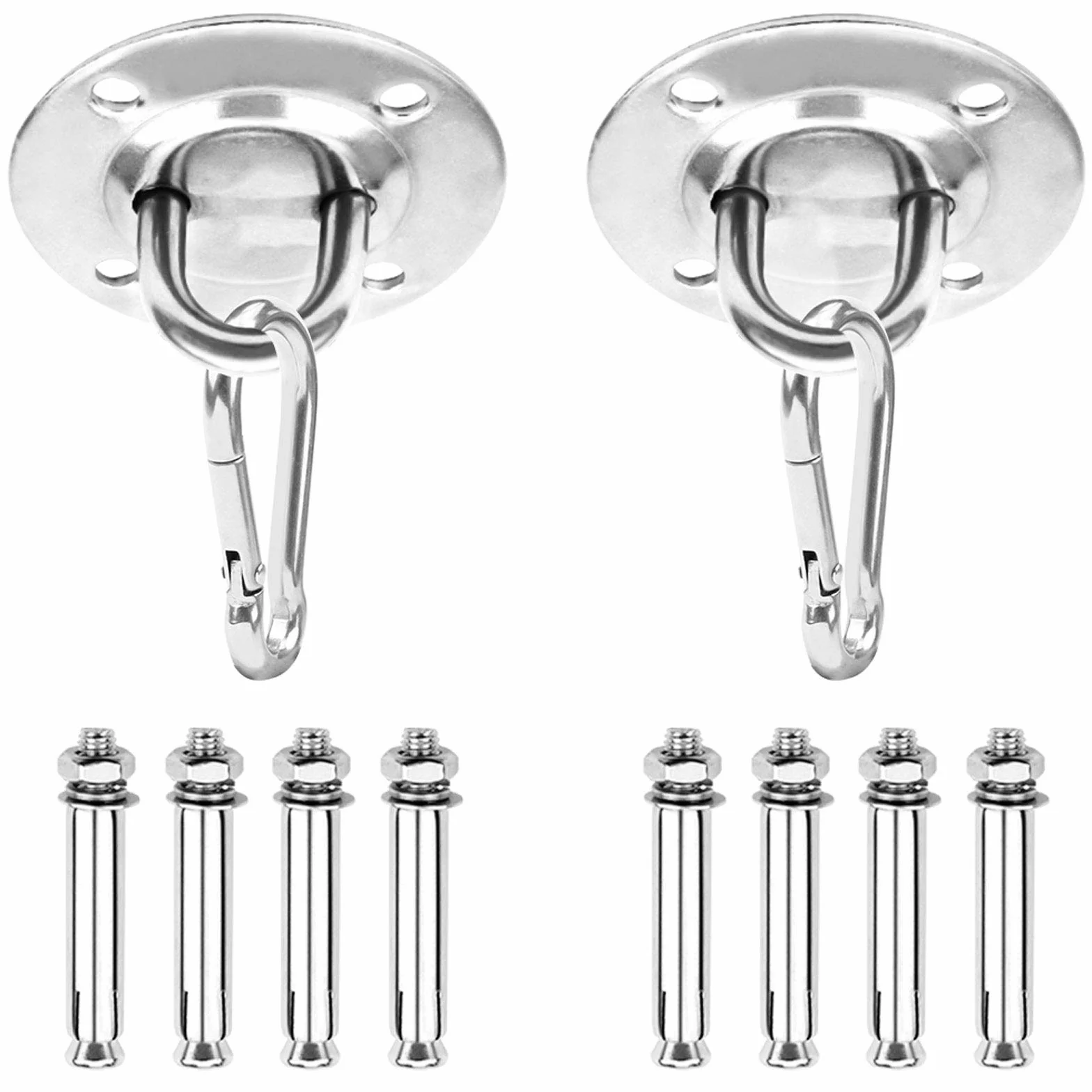 Set di 2 Ganci per Altalena Pesanti, Ganci per sedie da Appendere a soffitto per Amaca in Acciaio Inox, Ganci per Montaggio a soffitto per Portico, Sedia Yoga, Amaca da Palestra, Fino a 500 kg