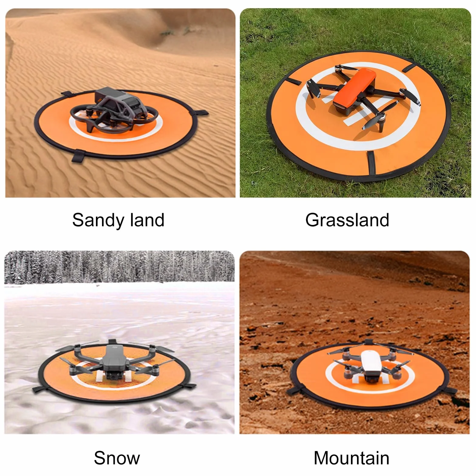 Helipad Dronepad, Drone Landing Pad, Pieghevole, Tappeto di Atterraggio, Arancione, Diametro 55cm, con Borsa