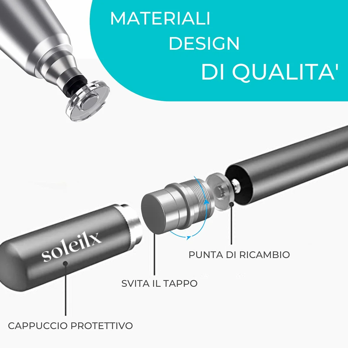 Penna per Tablet Universale Touch Screen Compatibile con Apple Pencil iPhone iPad Android