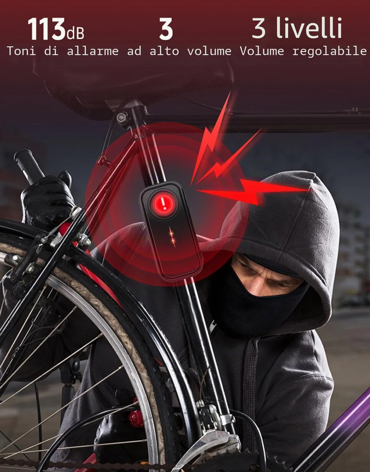 Mengshen Allarme Antifurto a Vibrazione 113dB Impermeabile per Bici Elettrica Moto Auto