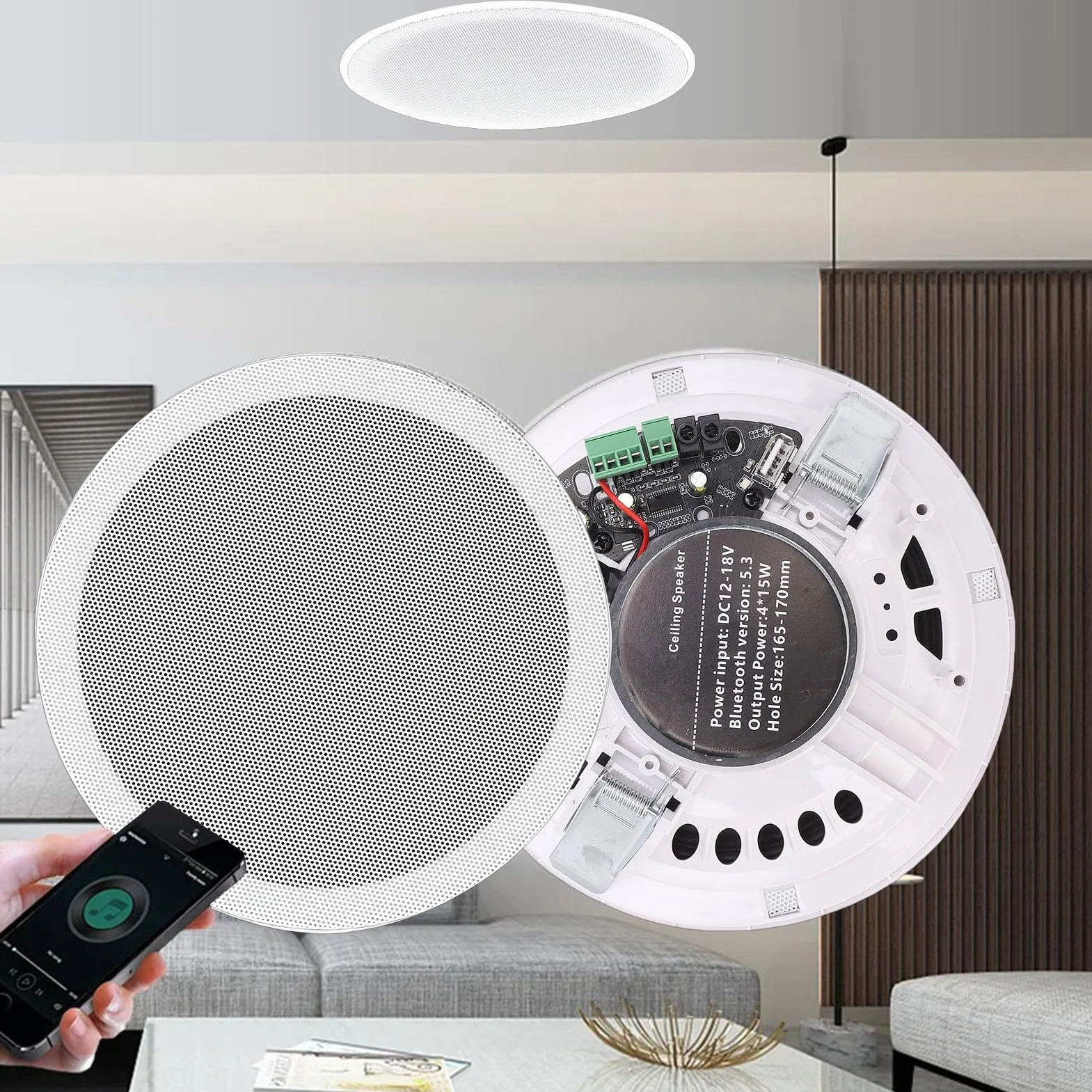 Altoparlante Bluetooth da Soffitto 60W con Amplificatore Classe D Integrato (white)