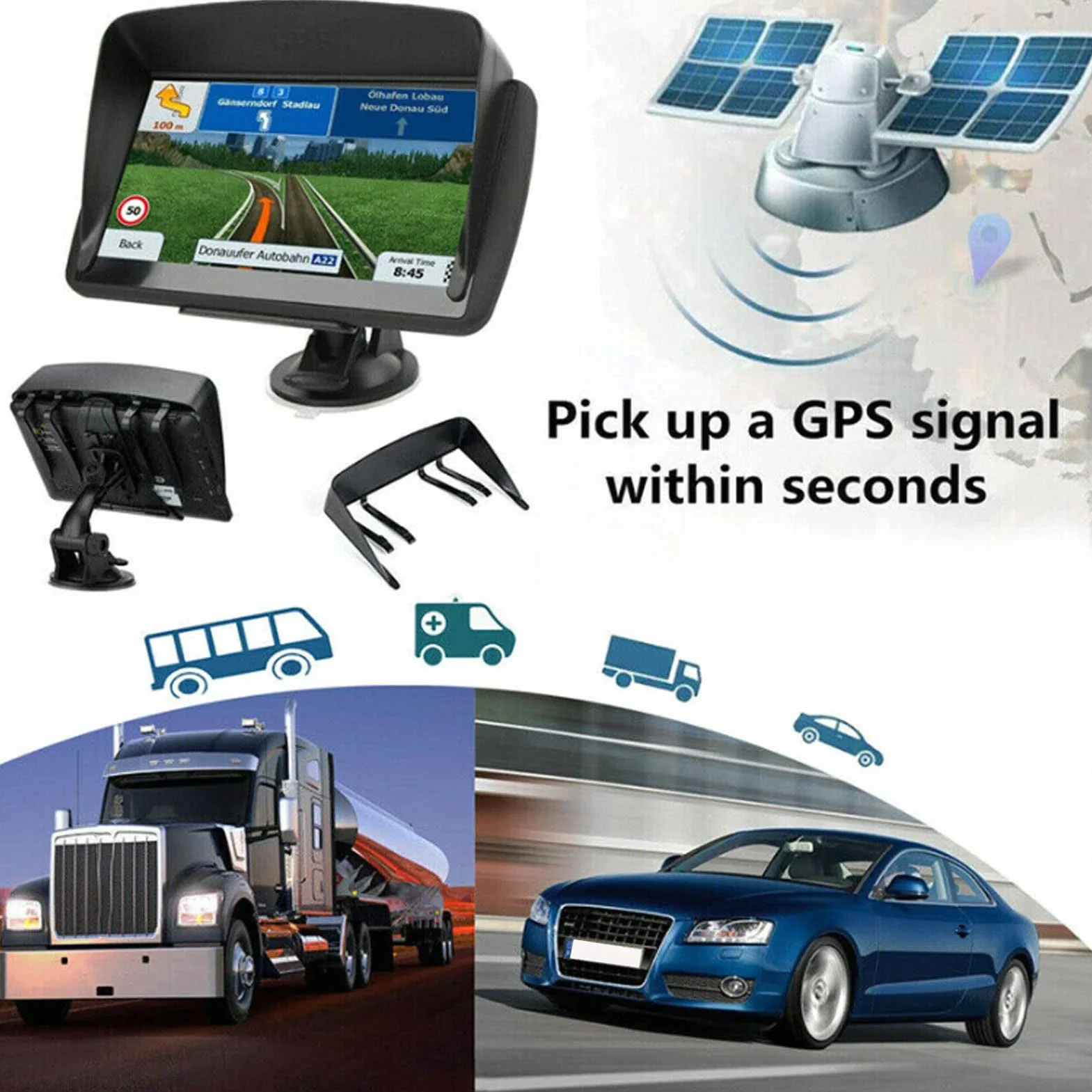 Navigazione GPS 7 Pollici HD Touch Screen 8 GB ROM 256 MB WiFi per Auto Camion
