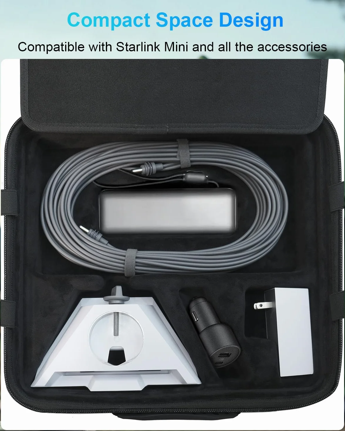 Mwin Starlink Mini Case Custodia Leggera da Viaggio in EVA Resistente Agli Spruzzi e Agli Urti con Tracolla, Borsa Rigida Portatile Nera