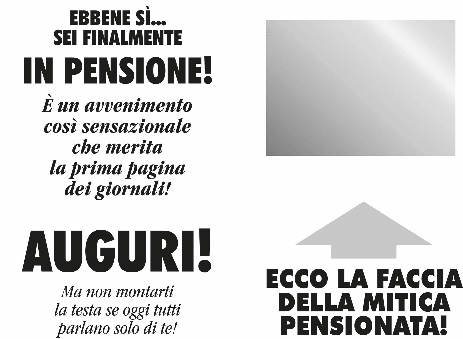 Bombo Biglietto auguri giornale pensionata