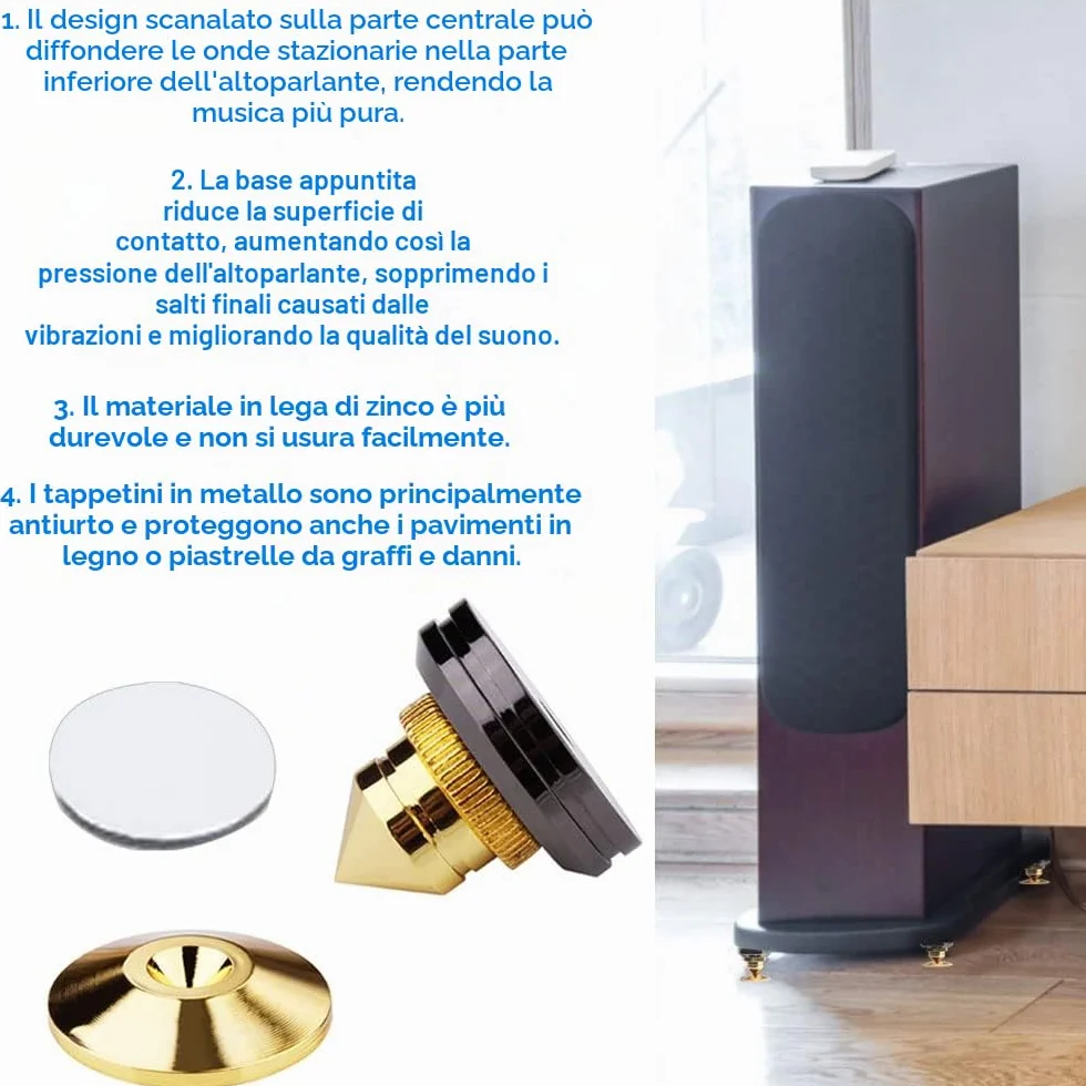Piedini per Altoparlanti Isolamento a Punta 28x25mm Set 4 Pezzi per Amplificatore Lettore CD DVD