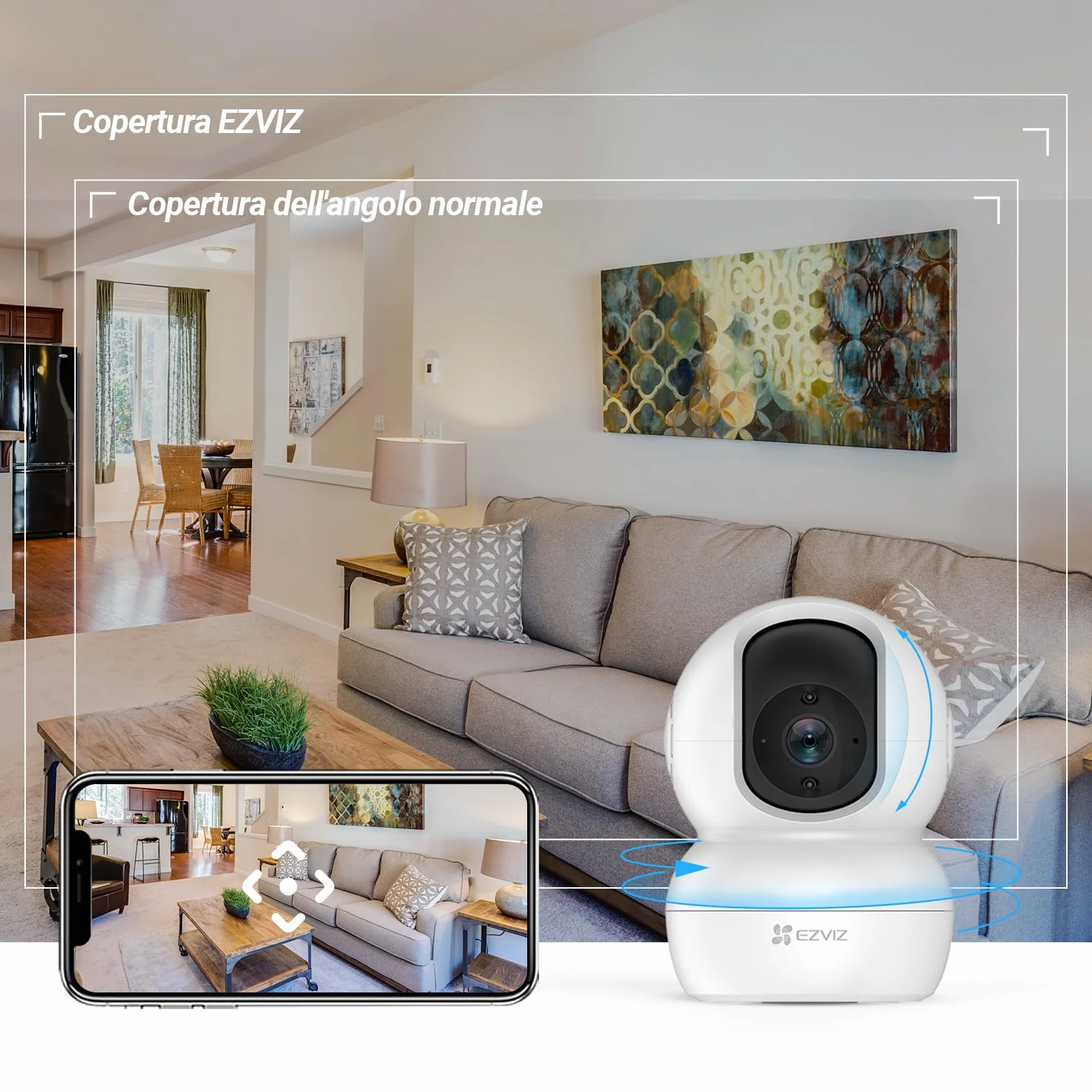 EZVIZ TY2 Telecamera da Interno Wifi IP 1080p Grandangolare Visione Notturna Audio Due Vie Compatibile con Alexa