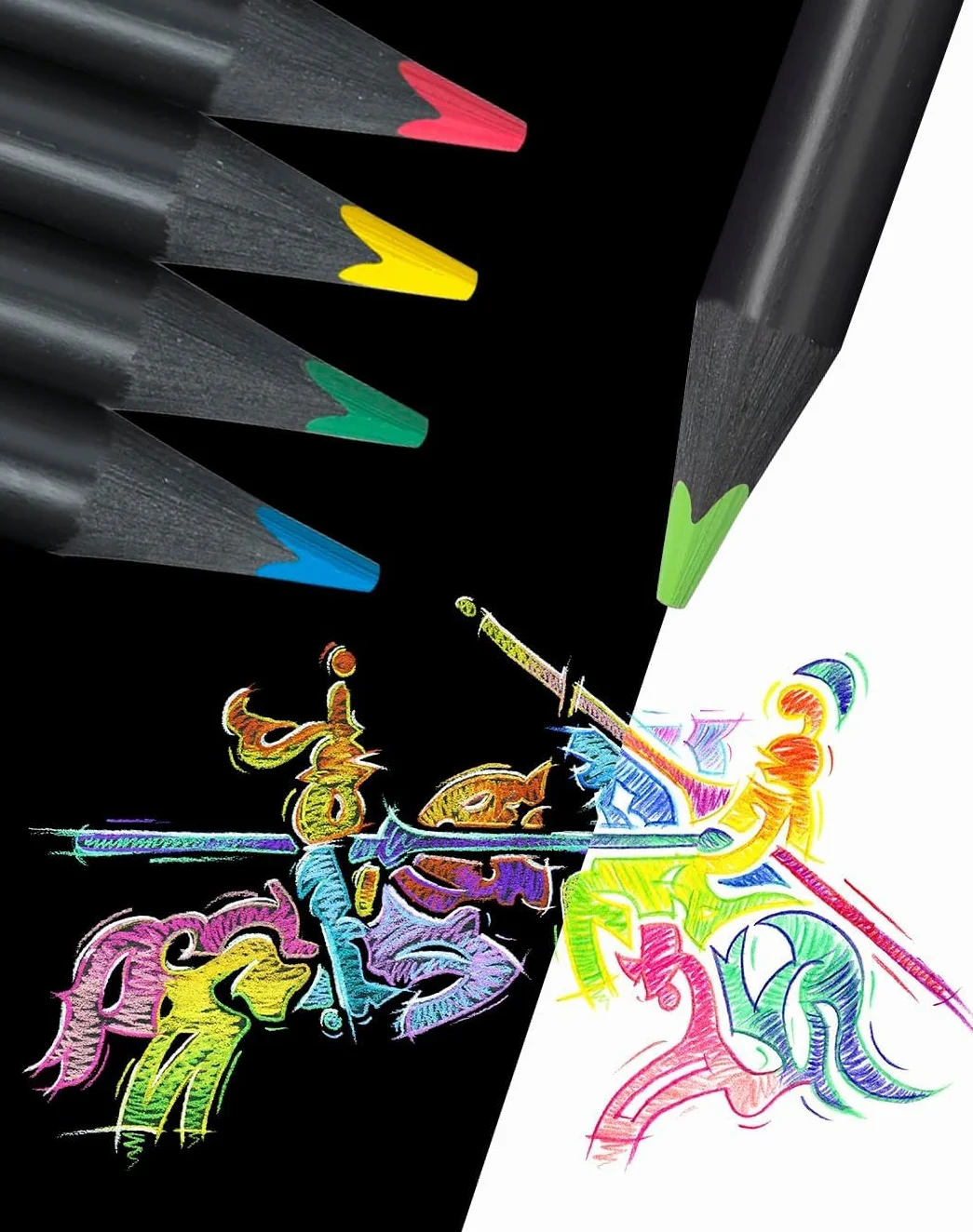 Faber-Castell Black Edition 24 Matite Colorate, Resistenti alla Rottura, Impugnatura Ergonomica, Valigetta per Carta Chiara e Scura