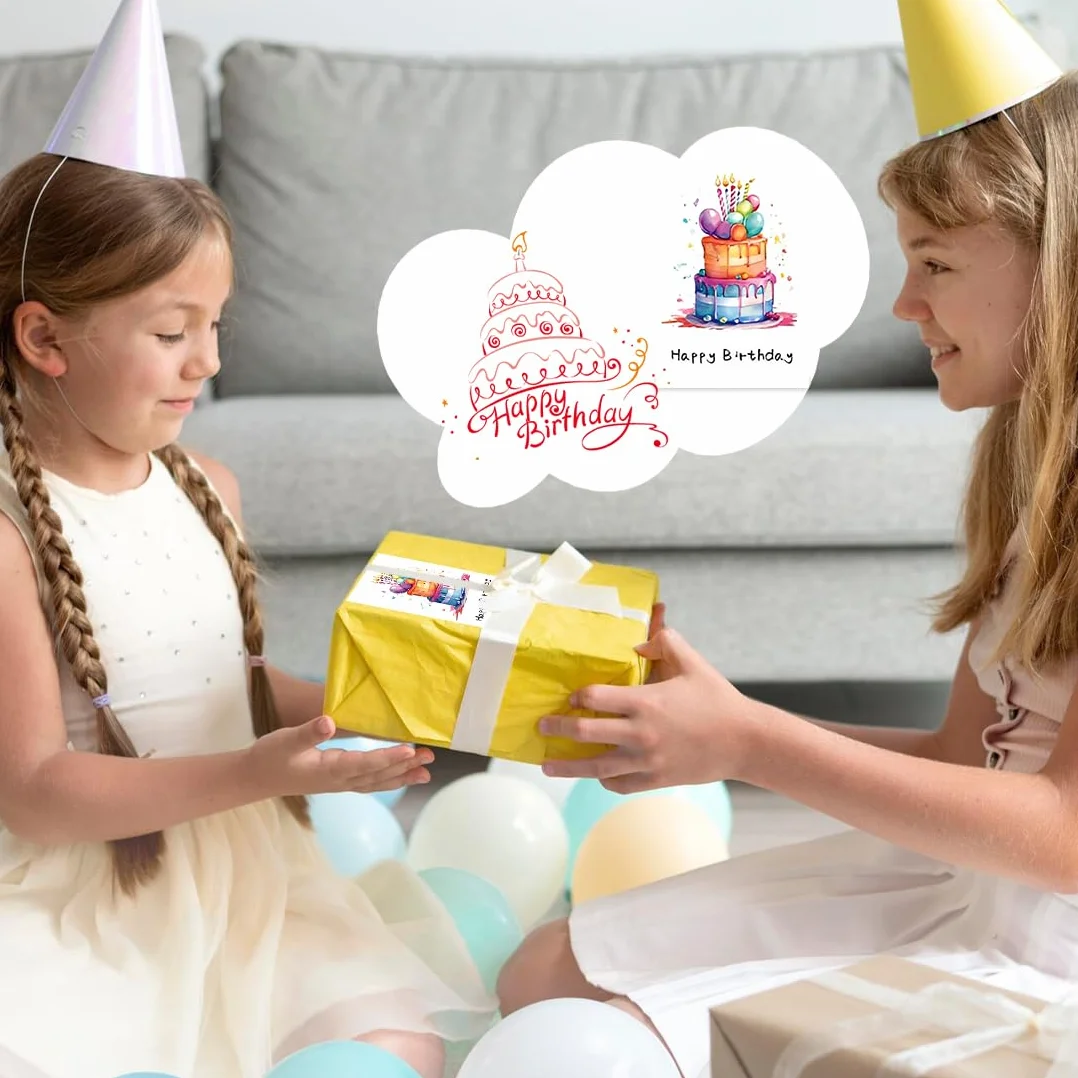 24 Pezzi Biglietti Auguri Compleanno con Busta per Famiglia Bambini Amici