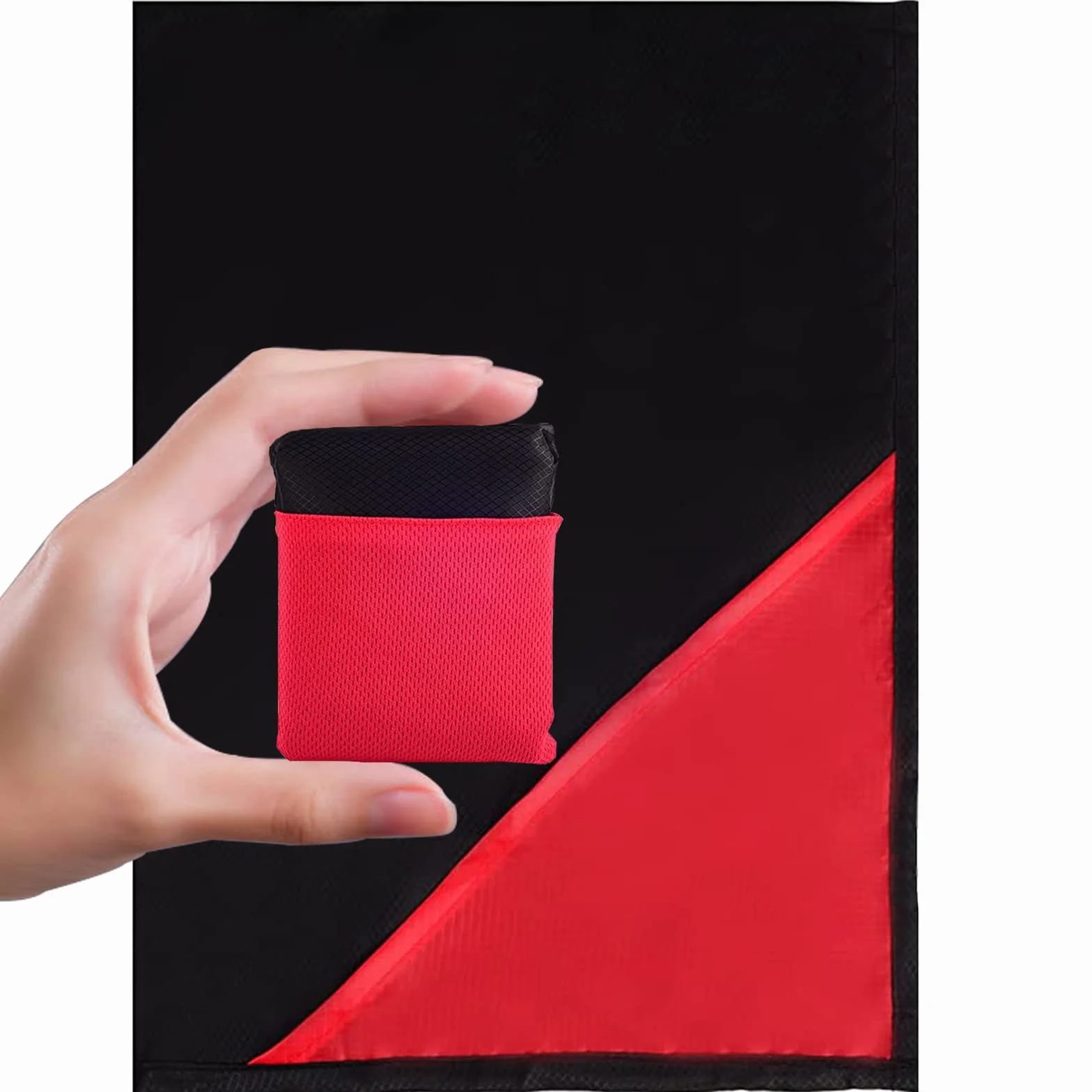 UYTAG Mini coperta da picnic, 150 x 110 cm, impermeabile, ultraleggera, compatta, per barbecue, spiaggia, viaggi, campeggio e picnic, colore nero
