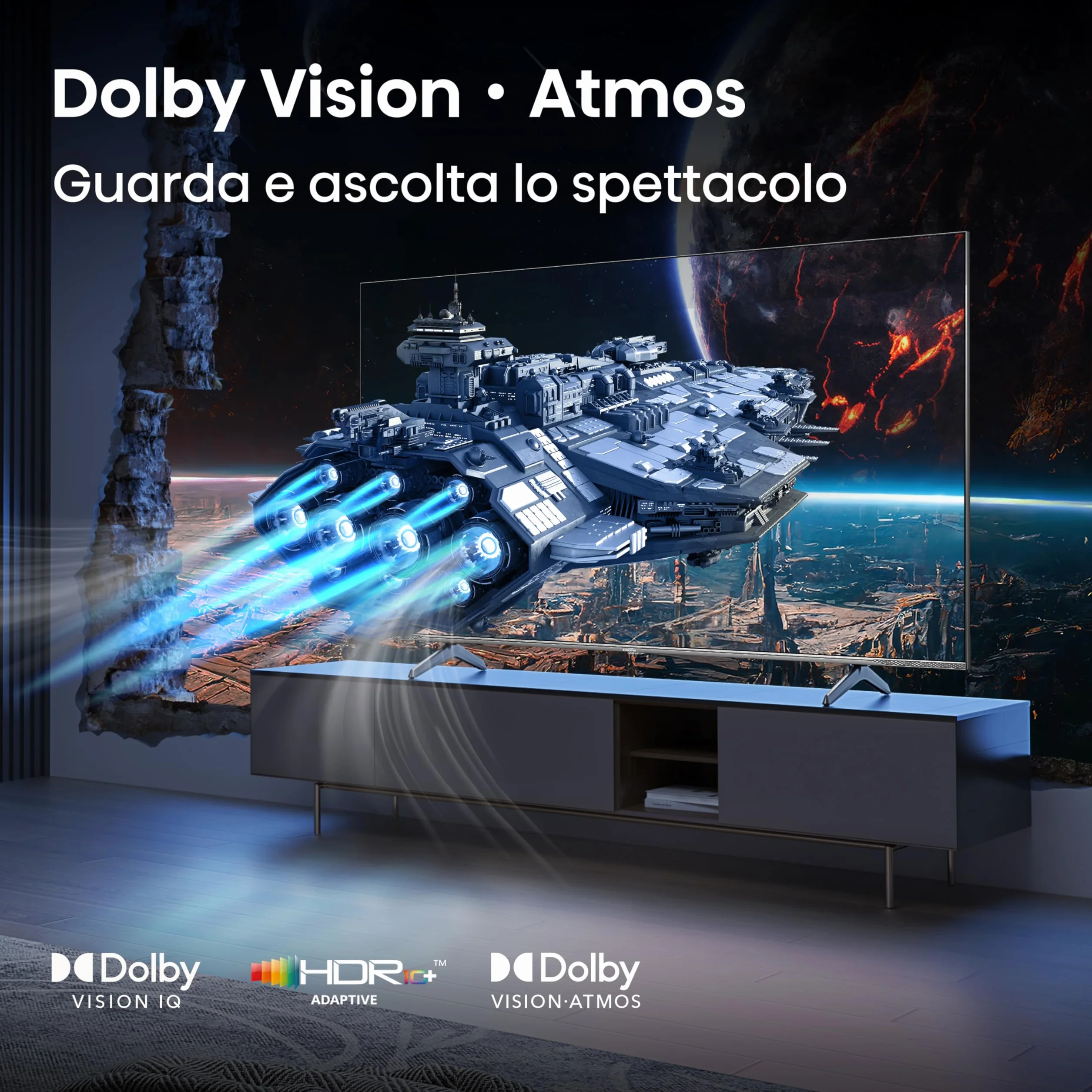 Hisense TV 55" QLED 4K 144Hz 55E7Q PRO Smart TV Dolby Vision IQ HDR10+ Dolby Atmos