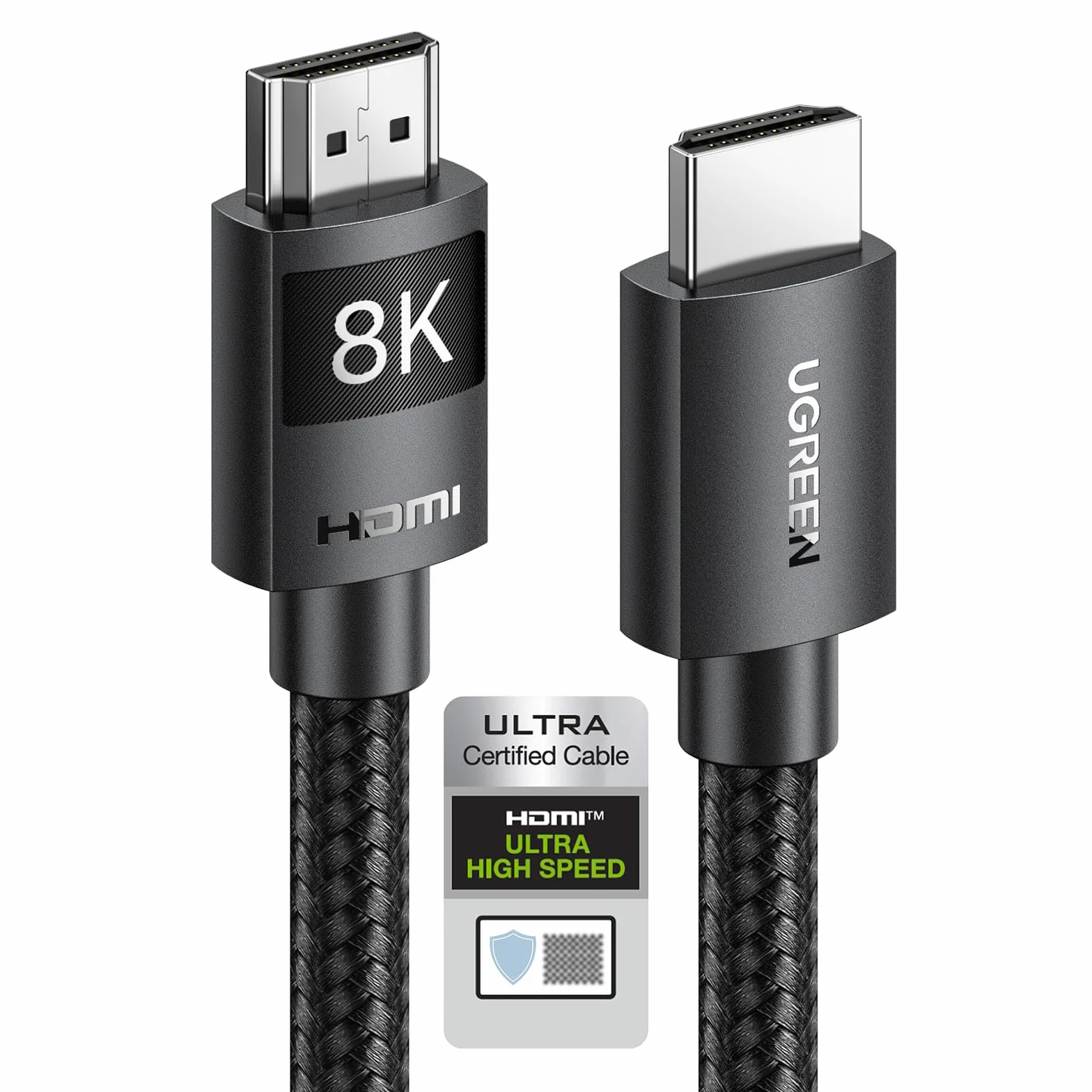 UGREEN Cavo HDMI 2.1 Certificato 8K 48Gbps 4K 120Hz eARC HDCP2.3 HDR Dolby Atmos VRR Nylon Intrecciato 2M