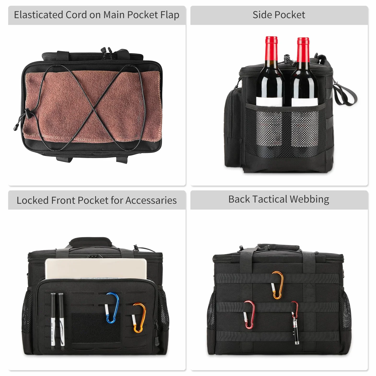Borsa frigo 20L termica porta pranzo tattica impermeabile durevole nero