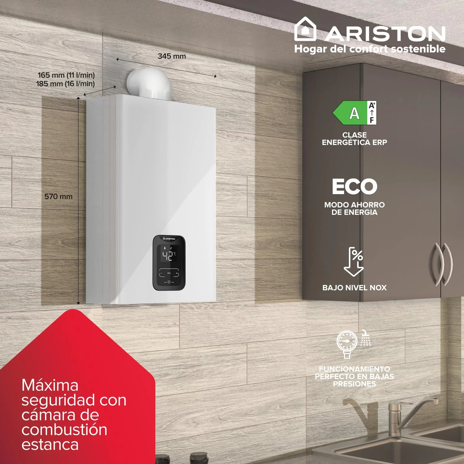 Ariston Next Evo X SFT 16 Gaz Butano/Propano Scaldabagno ermetico Bianco