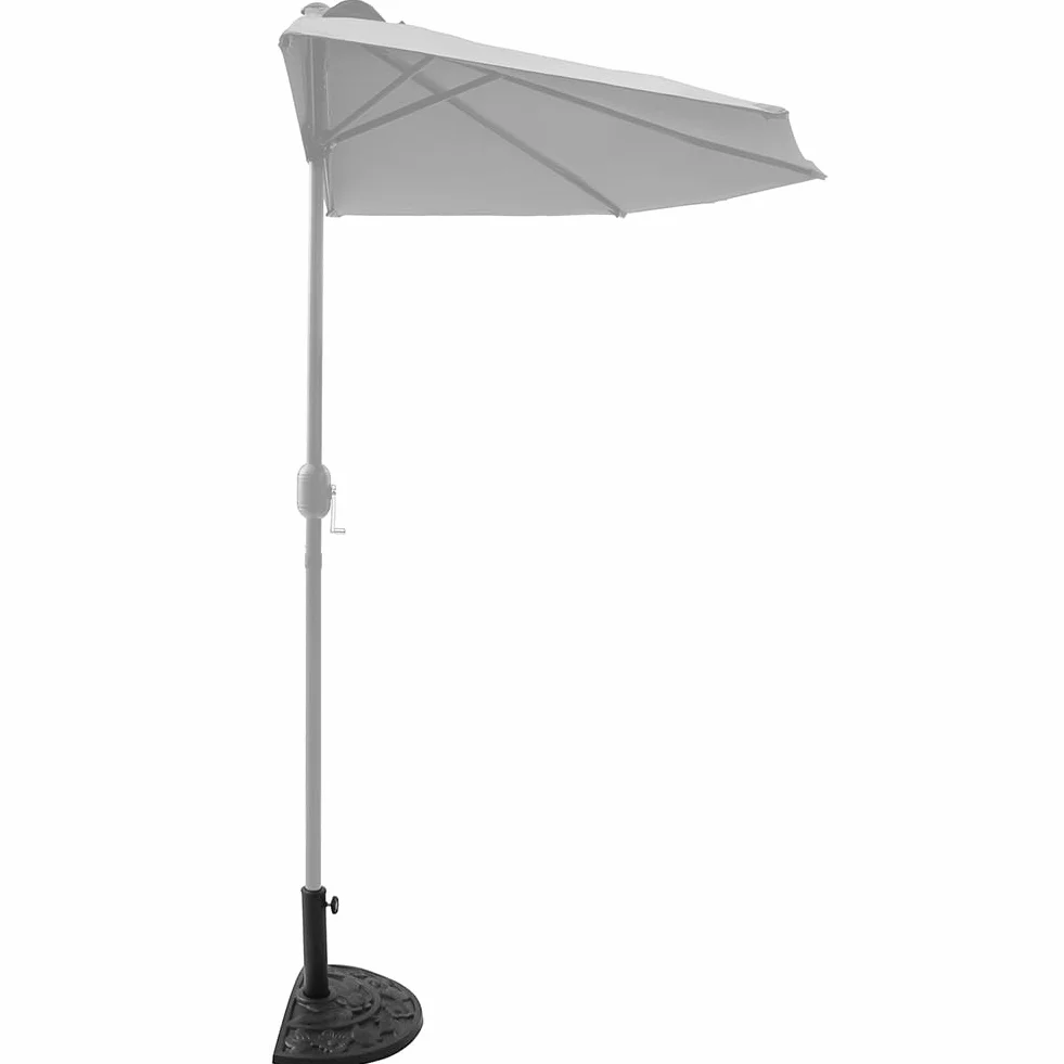 BAKAJI Base per Ombrellone da Giardino Forma Mezza Luna, Supporto per Palo Ombrelloni 38/48mm, Sistema Stabile Anti Capovolgimento, Ideale per Patio, Balcone, Esterno, Ø 50 x 32 x 32 cm