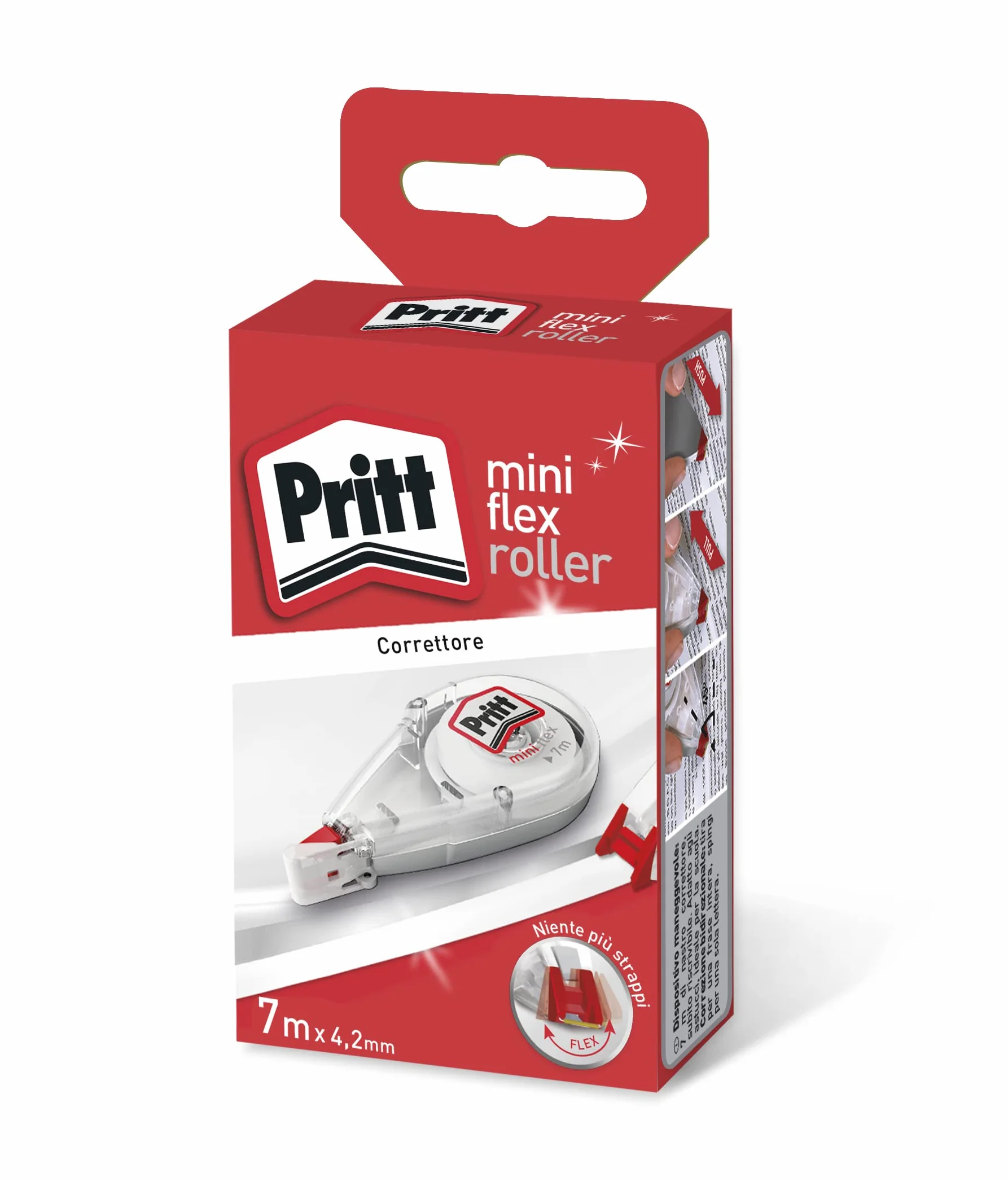 Pritt Correttore Mini Roller 4,2 mm x 7 m punta flessibile push-pull