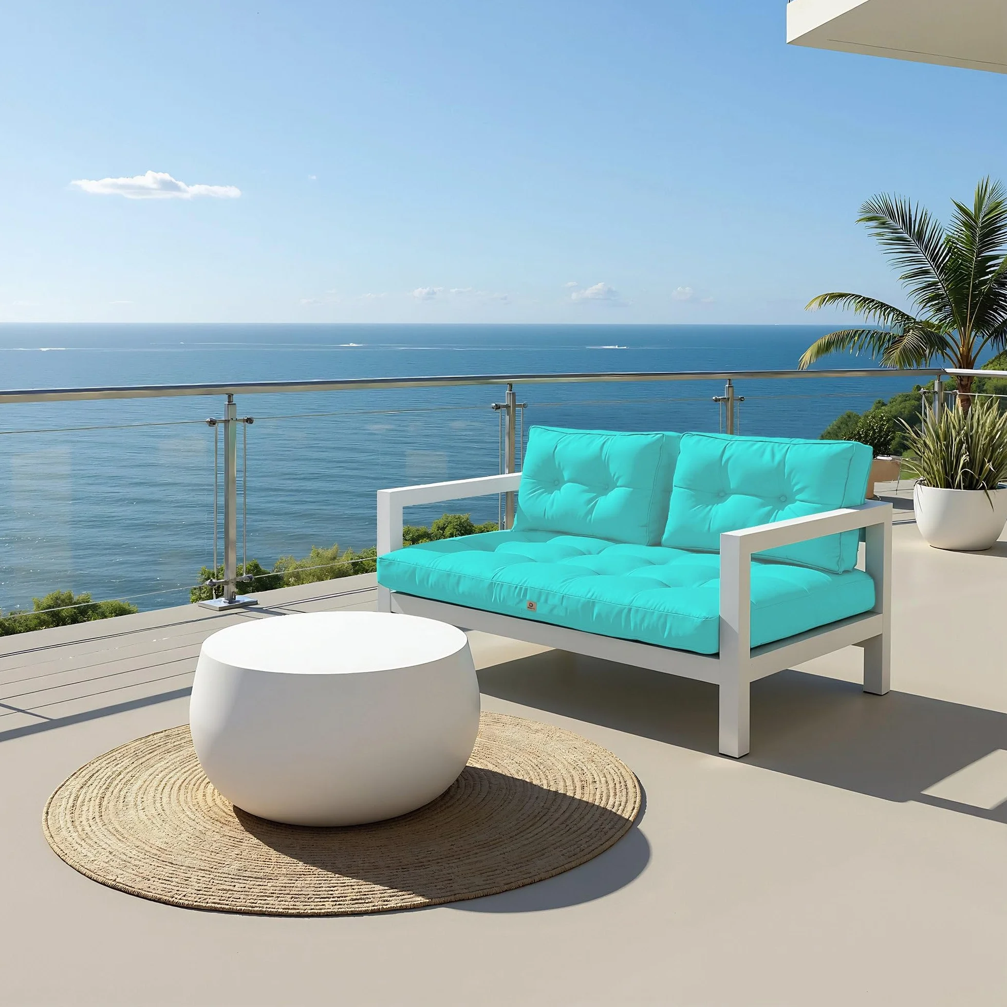 Cuscini per Salotto da Giardino 100x50 cm Impermeabile Trapuntato Blu Caraibico