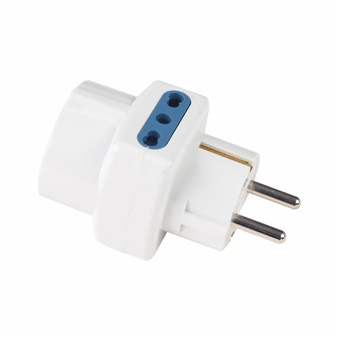 Adattatore Multiprese da Viaggio 2 Prese Bipasso 10A/16A + 1 Universale Spina Elettrica Franco/Tedesca 16A 2P+T Schuko