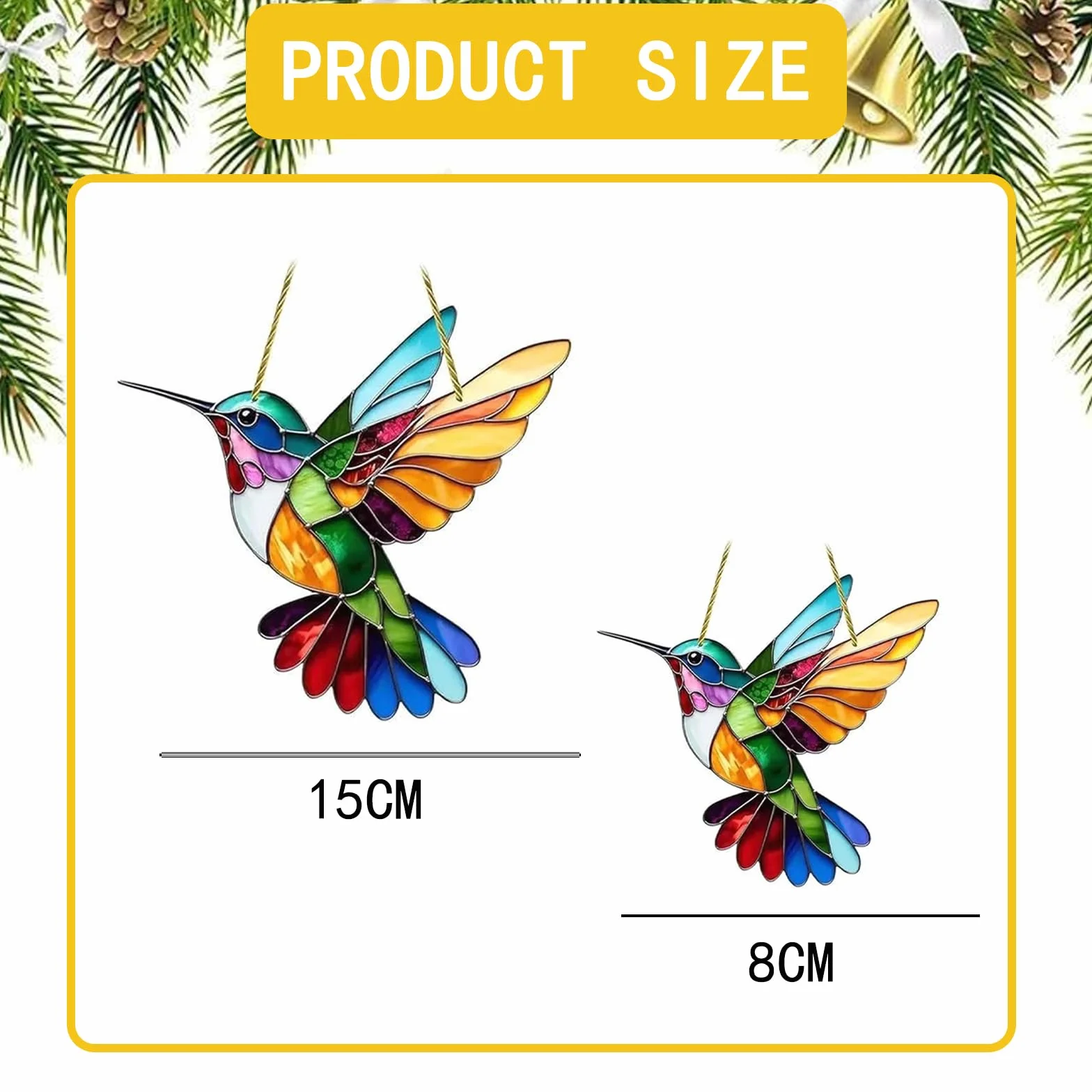 2 Pezzi Acchiappasole a Forma di Colibrì, Acchiappa Sole,Colibrì Prisma Arcobaleno da Finestra, Colorato Acchiappasole Colibrì, Uccelli Acchiappa Sole da Appendere