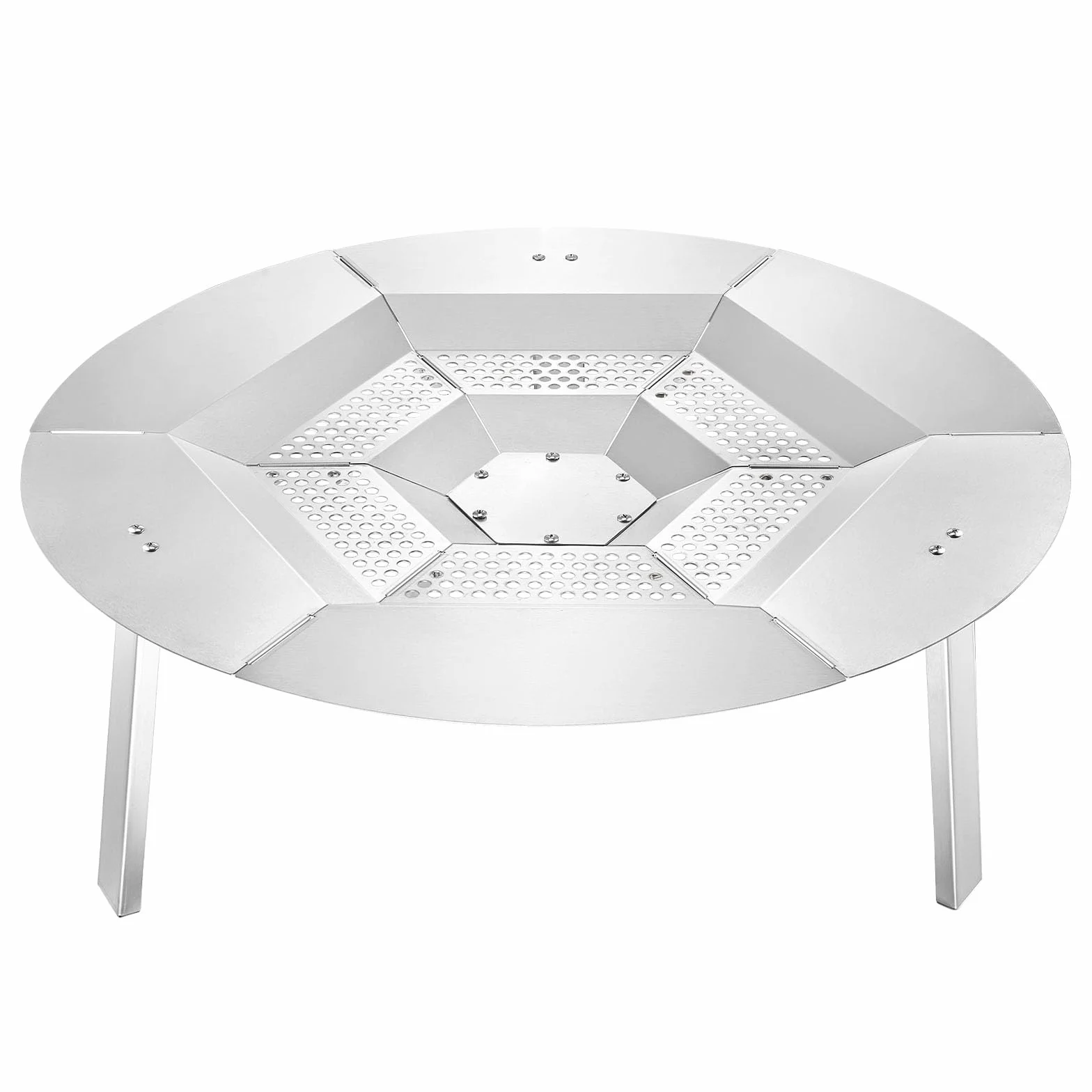 VEVOR Deflettore di Calore per Braciere per Solo Stove Yukon, 685,8 mm, Rotondo, per Braciere a Legna, Diffusore di Calore in Acciaio Inox 304, con 3 Gambe Staccabile, Accessori da Campeggio