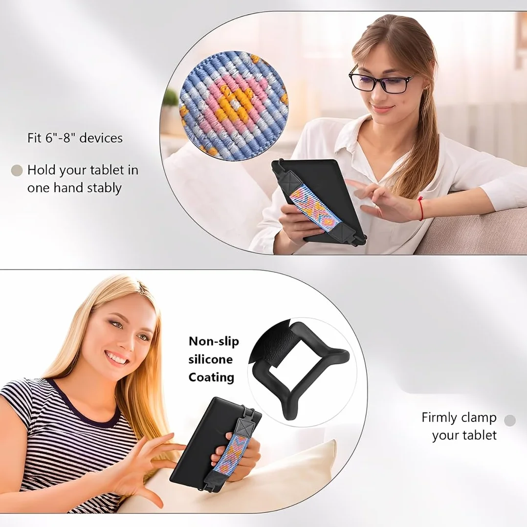 Accessori Kindle 2 pezzi cinghie da mano leggere per dita per e-book tablet nero verde
