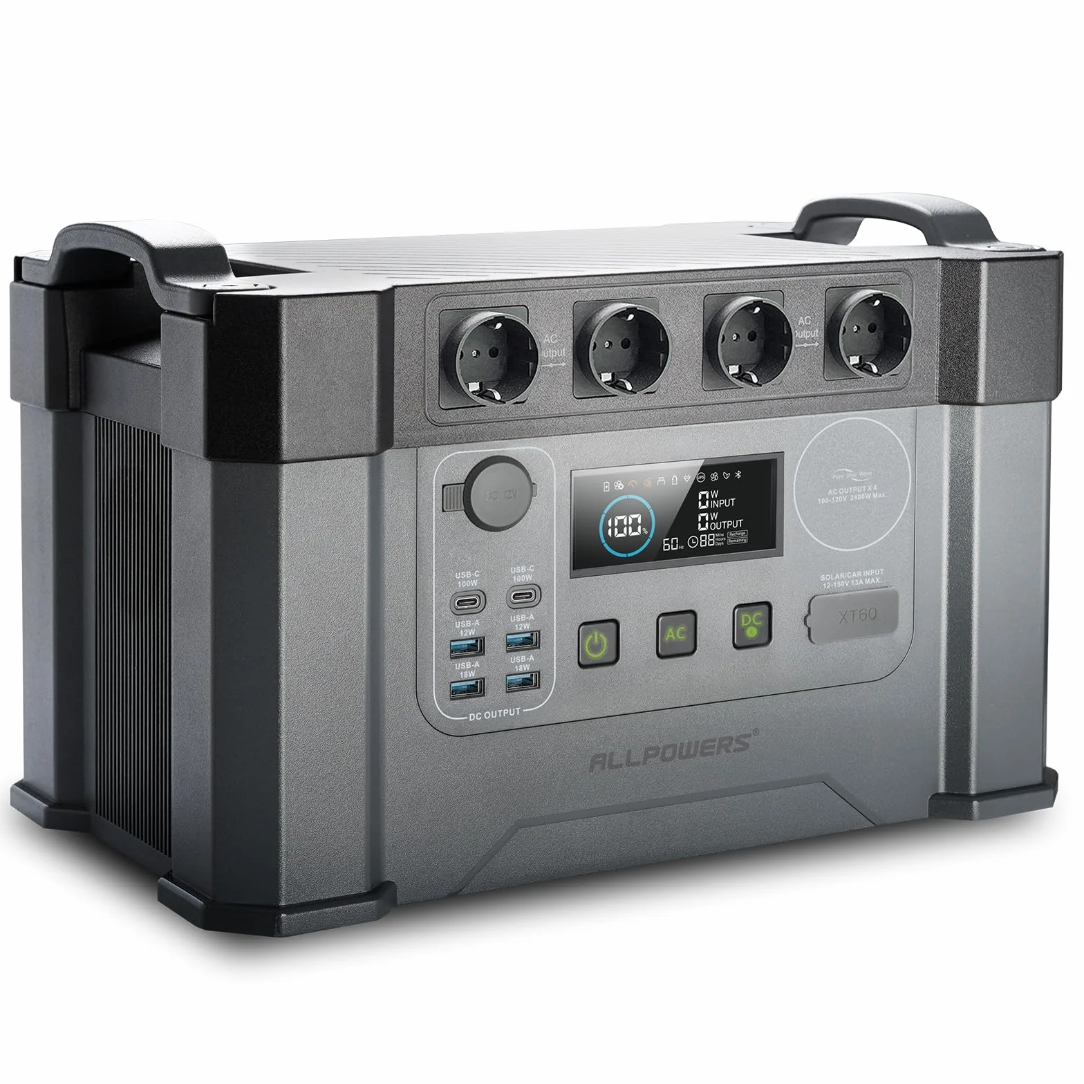 ALLPOWERS 1451Wh 2400W Centrale Elettrica Portatile S2000Pro, UPS Power Station con 4 * 2400W Uscite AC, 2700W AC+DC, Generatore Solare MPPT per RV Campeggio Casa Emergenza, 0-100% in 1,5 ore