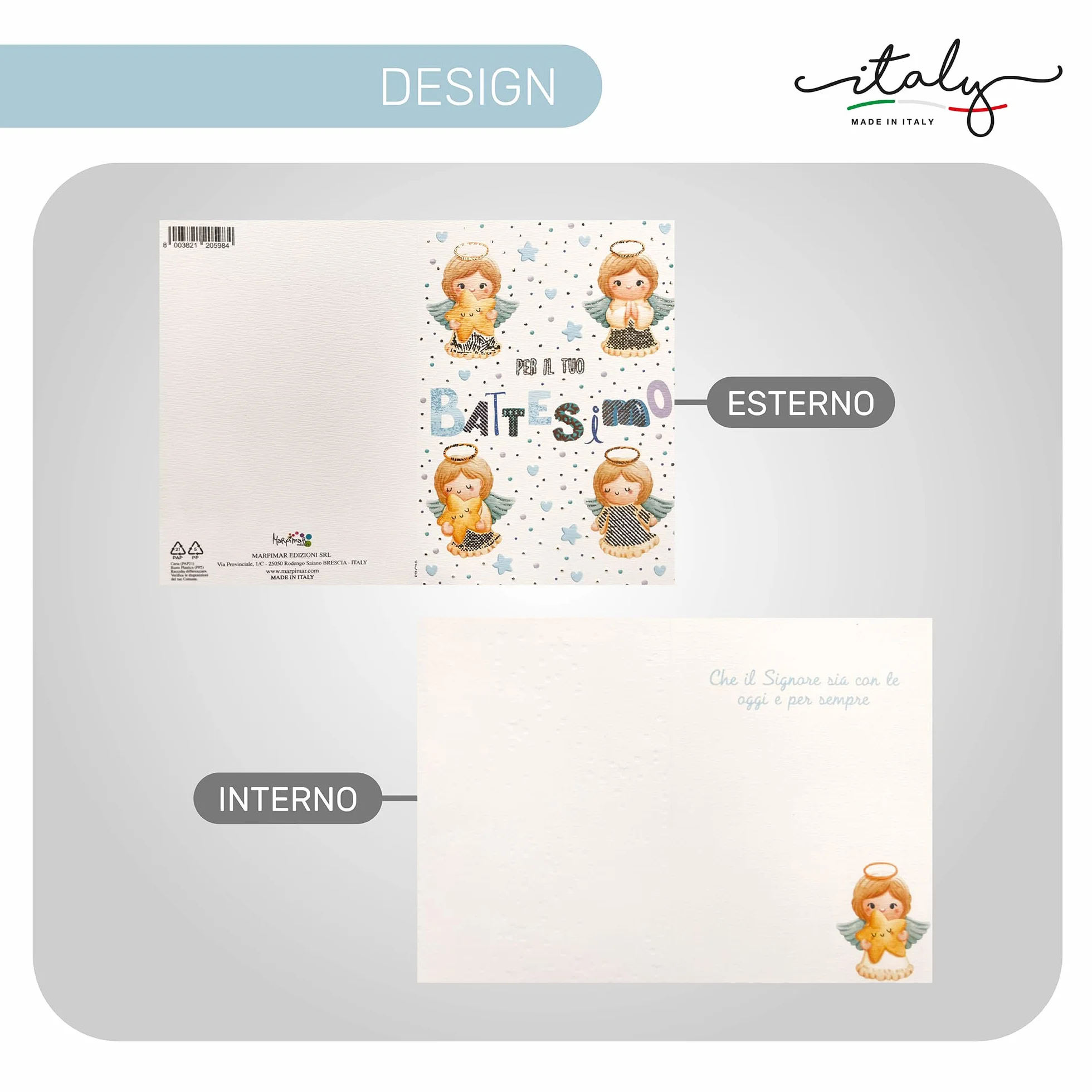 ICE TOYS Biglietto Auguri Battesimo 17 x 12 cm Rosa Angeli
