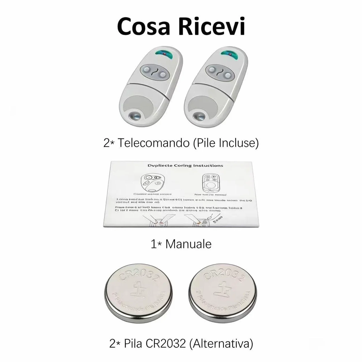 Telecomando Cancello Universale 433,92 MHz 2 Pezzi Compatibile 432EV 432EE 432NA