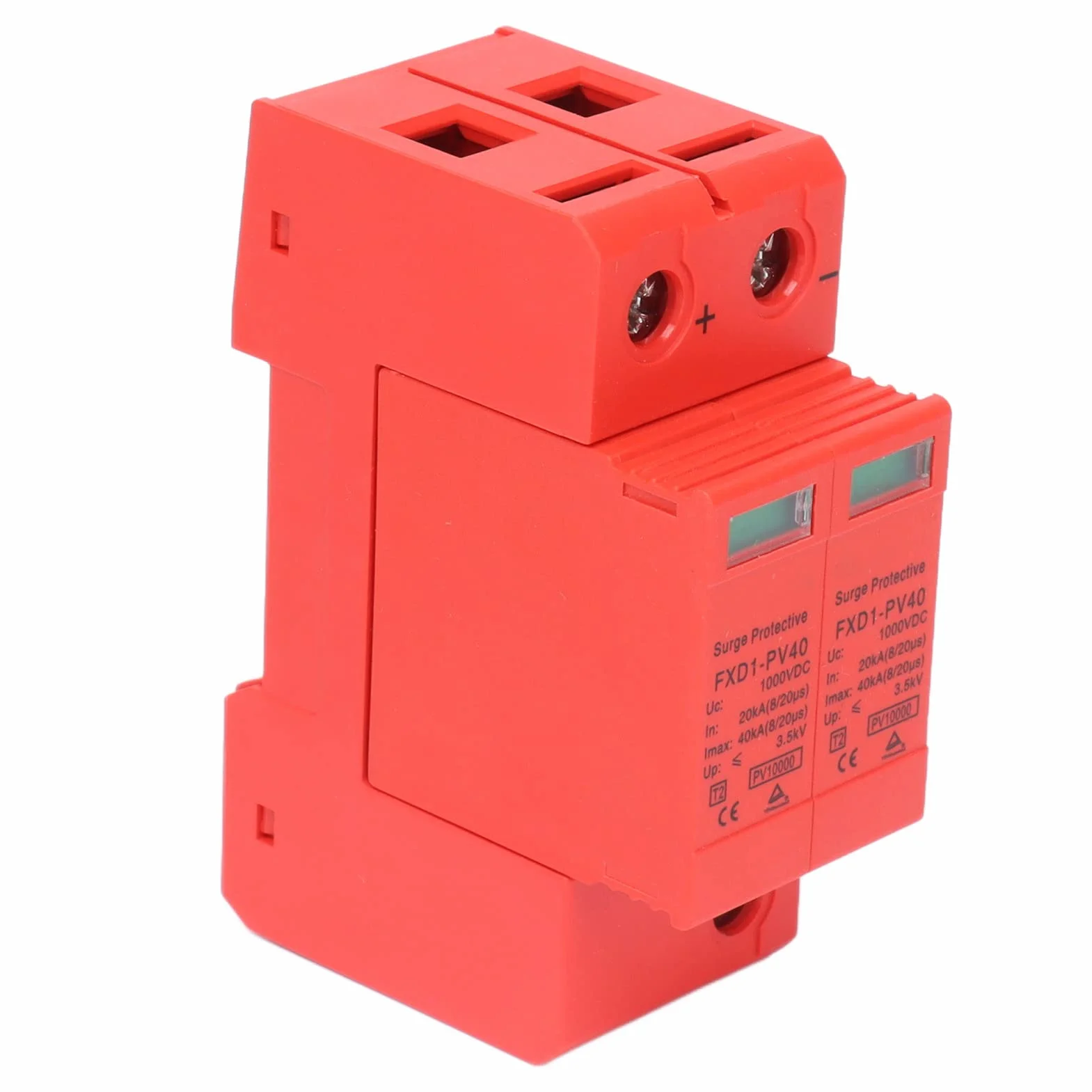 Akozon Dispositivi di Protezione Sovratensioni Scaricatore Fotovoltaico DC 2P 40KA 1000V FXD1-PV40