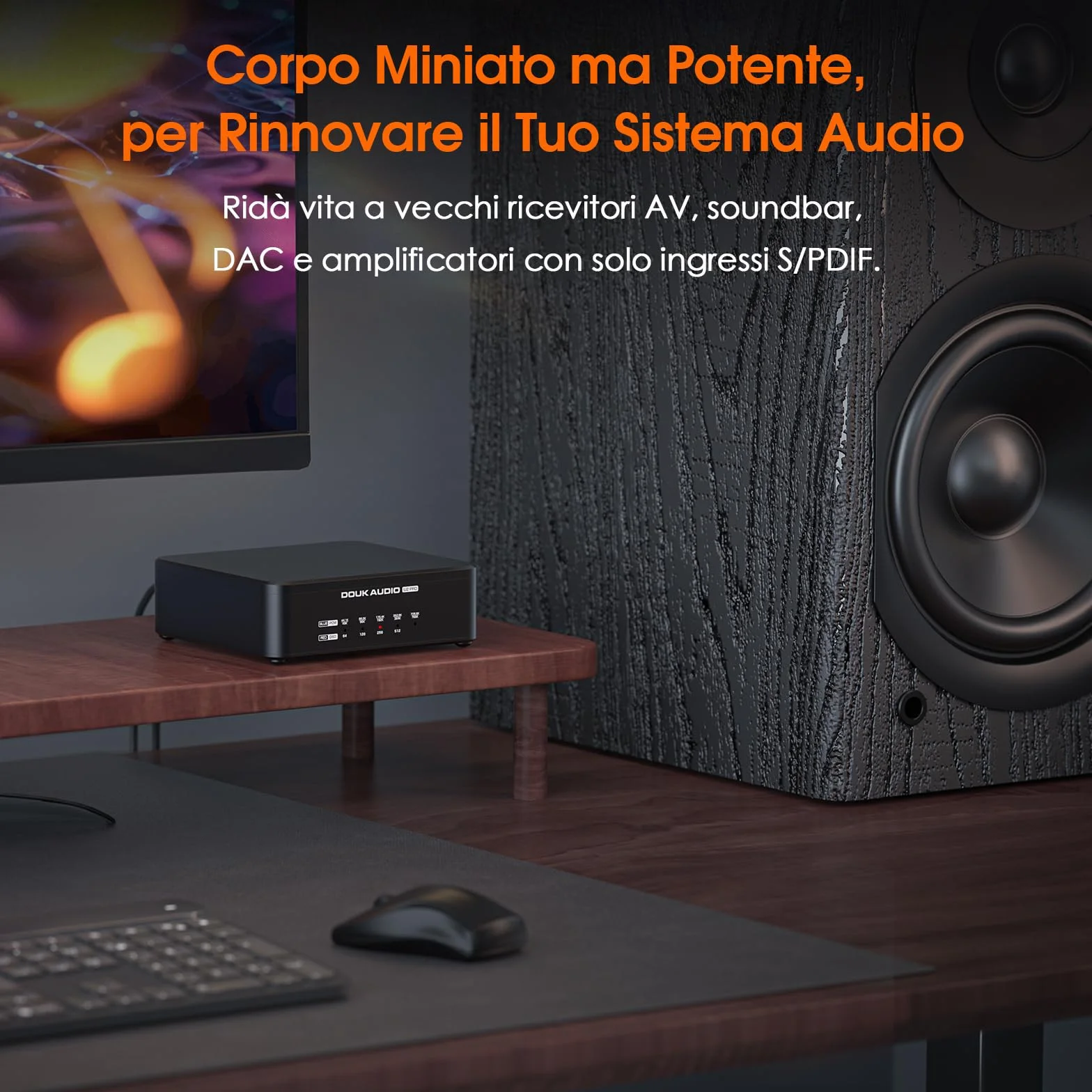Douk Audio U2 PRO XMOS XU316 Interfaccia Digitale USB DDC USB-C a Ottico Coassiale HDMI IIS DSD512 PCM768kHz Convertitore Audio Digitale Analogico Portatile
