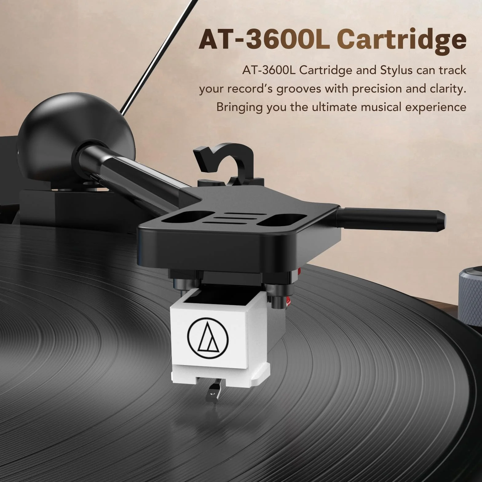 Giradischi Bluetooth con altoparlanti integrati, contrappeso regolabile, AT-3600L, 33/45 giri, Marrone