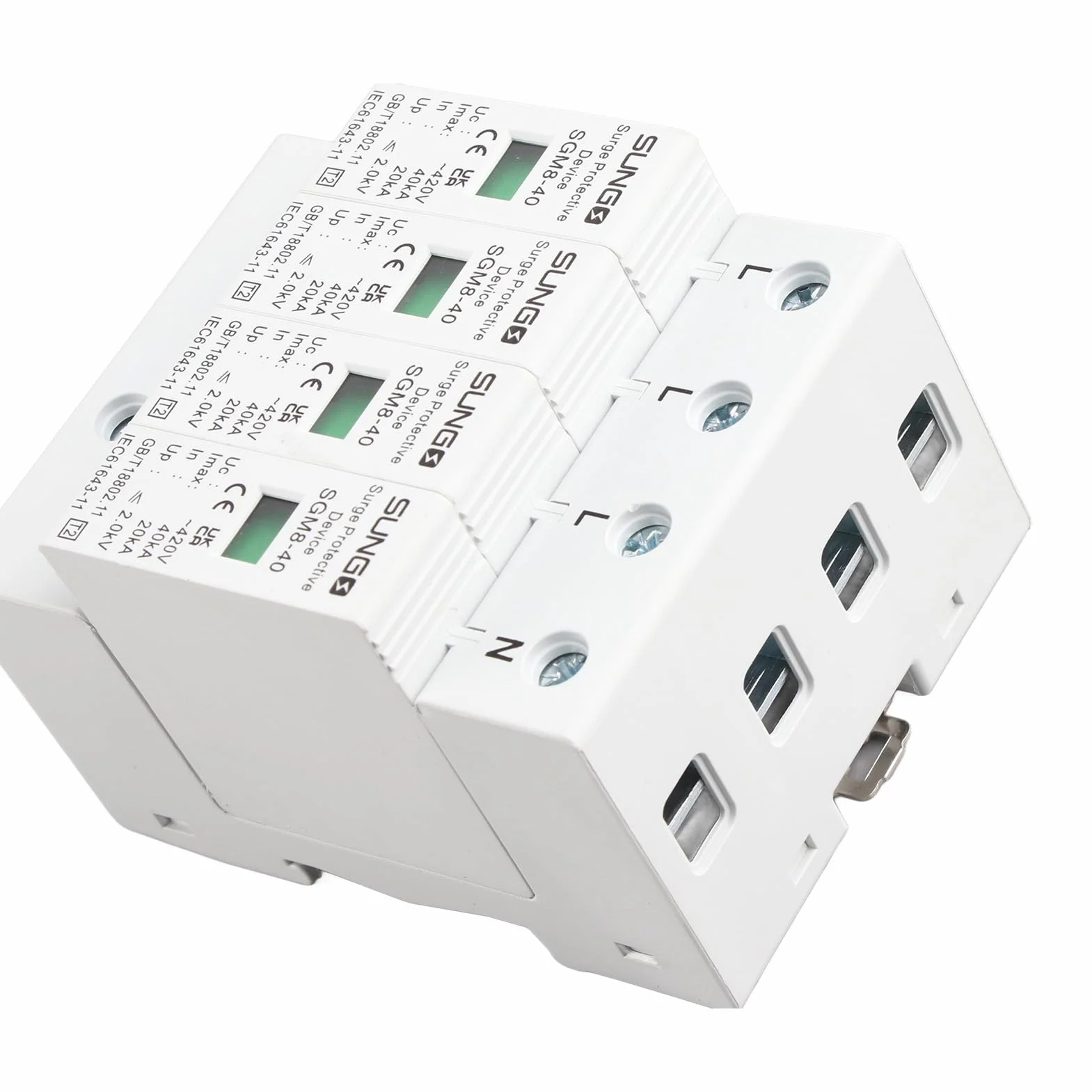 Scaricatore di Sovratensione 4P 40KA Dispositivo di Protezione su Guida Din