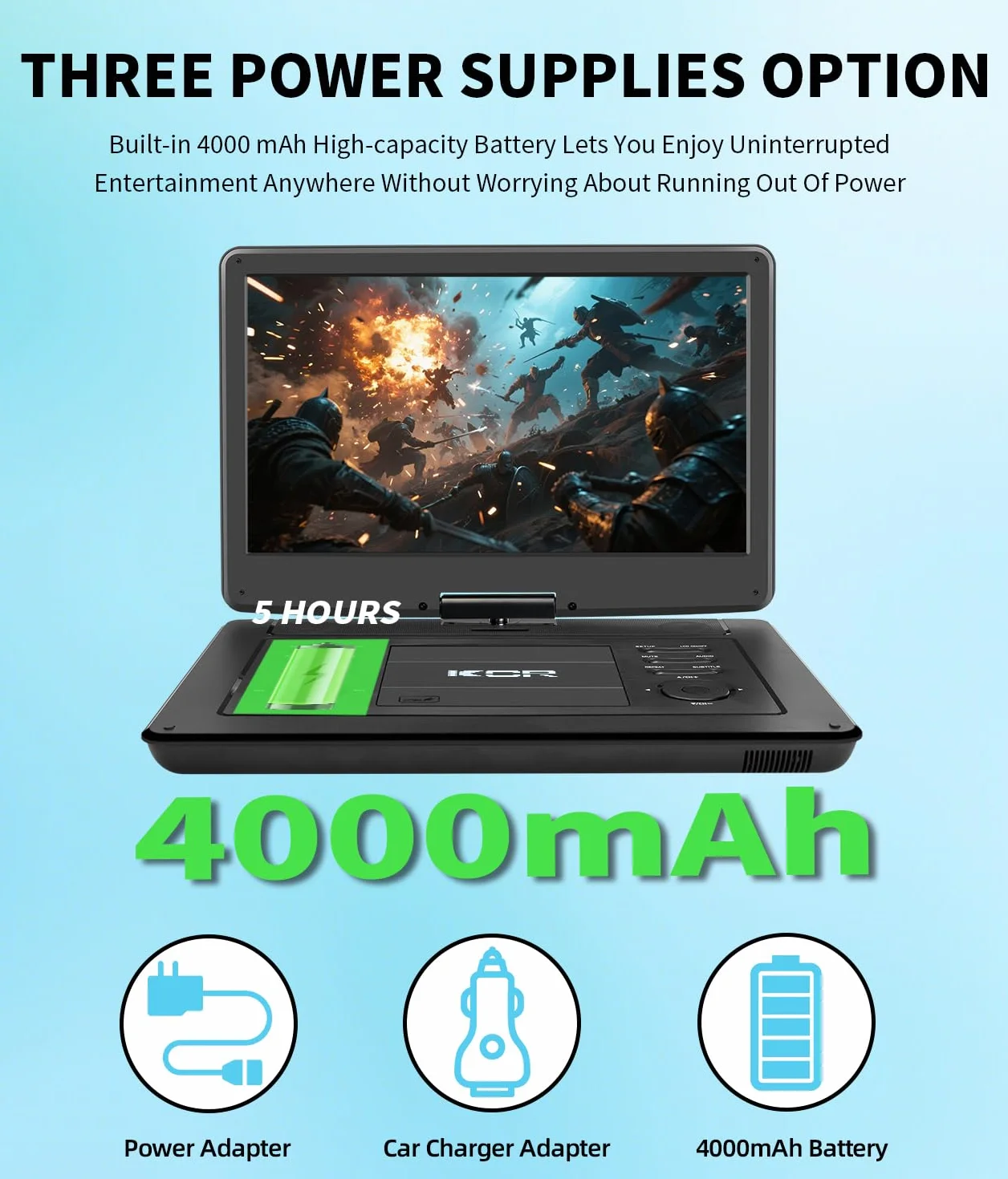 Lettore DVD portatile 15,6 pollici KCR DVB-T2 USB HDMI AV Audio
