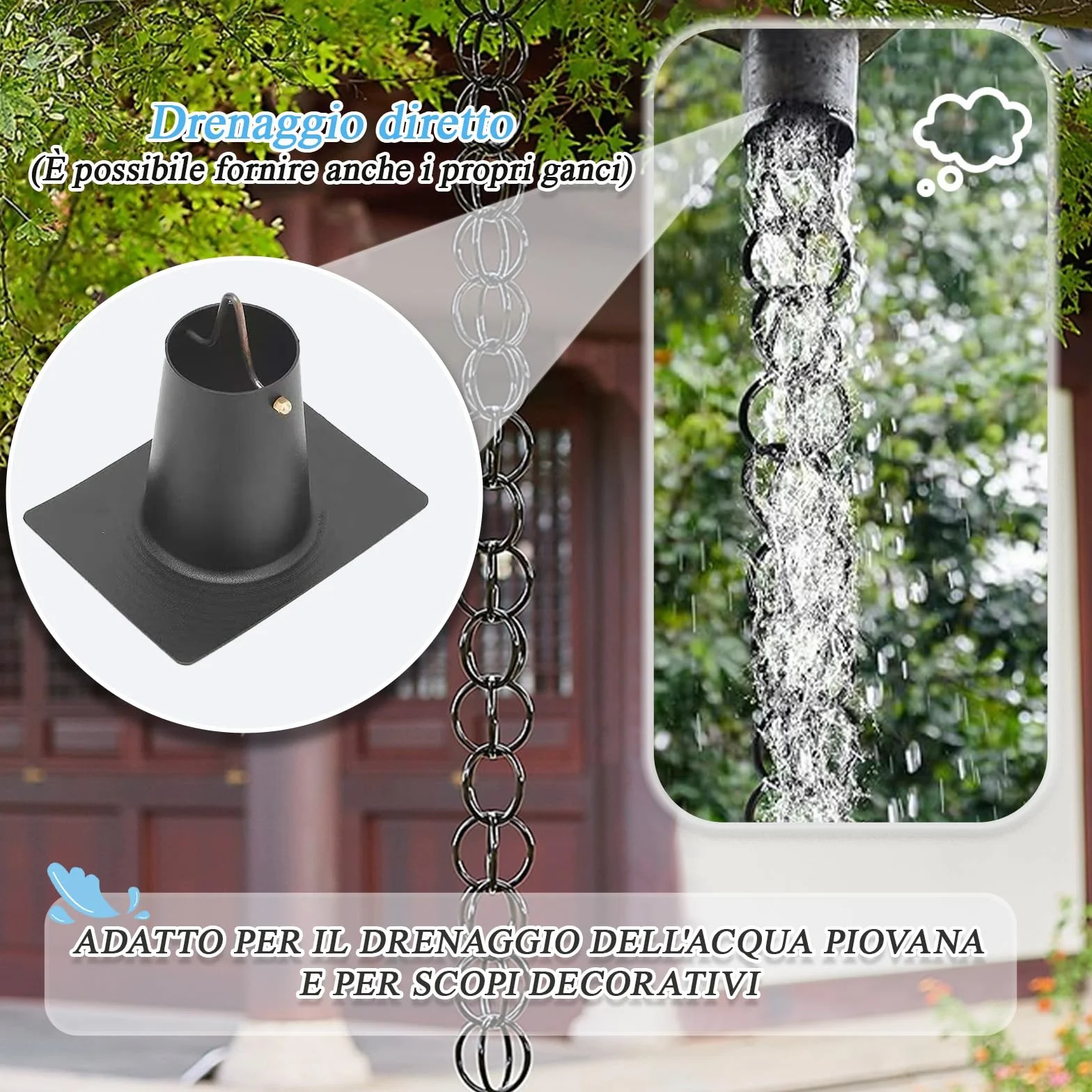 Catena da Pioggia Antica Marrone 5m Giardino Elegante