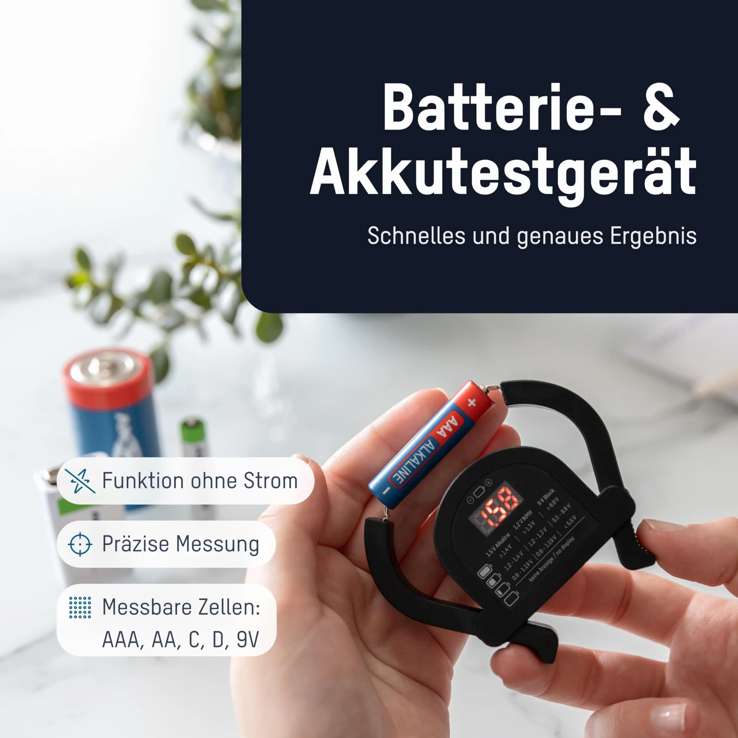 ANSMANN Scatola per batterie con tester 48 batterie 20x Micro AAA 24x stilo AA 4x 9V Organizer portatile