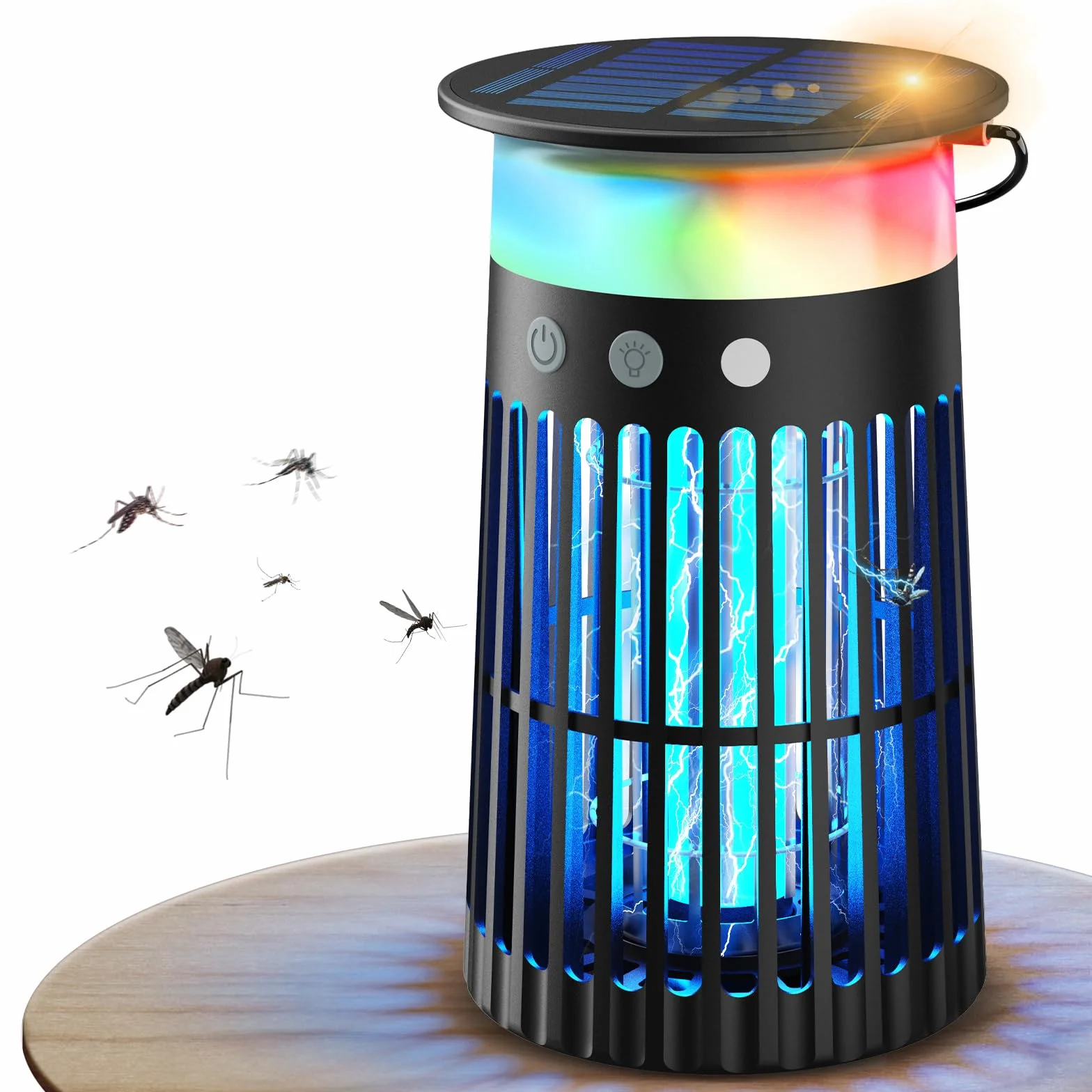 Lampada Antizanzare Solare da Esterno, Zanzariera Elettrica 4200V, Impermeabile IPX5, Ricarica USB-C e Solare, Batteria 4000mAh, Senza Fili per Giardino, Terrazzo, Balcone e Interni