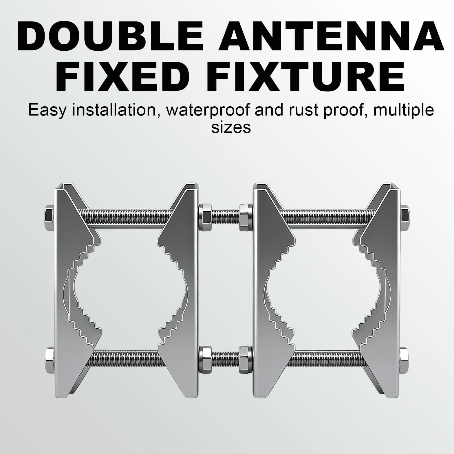 Staffa Supporto Antenna Esterno Doppia Morsetto Per Palo 25-50mm