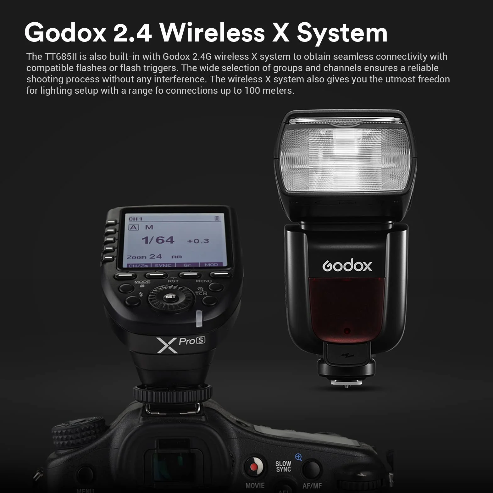 Godox TT685CII Speedlite E-TTL Flash 2.4G HSS GN60 Camera Flash for Canon