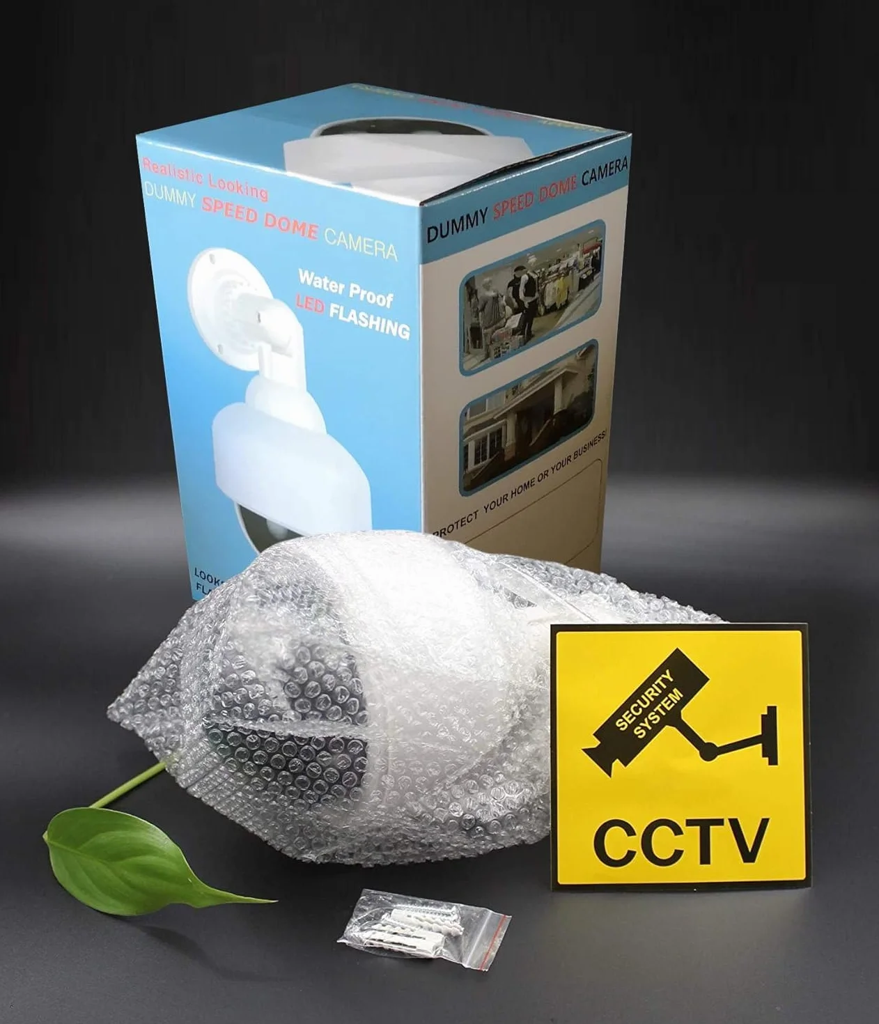 O&W Security 2 Dummy telecamere finte professionali a cupola per esterni con obiettivo cavo