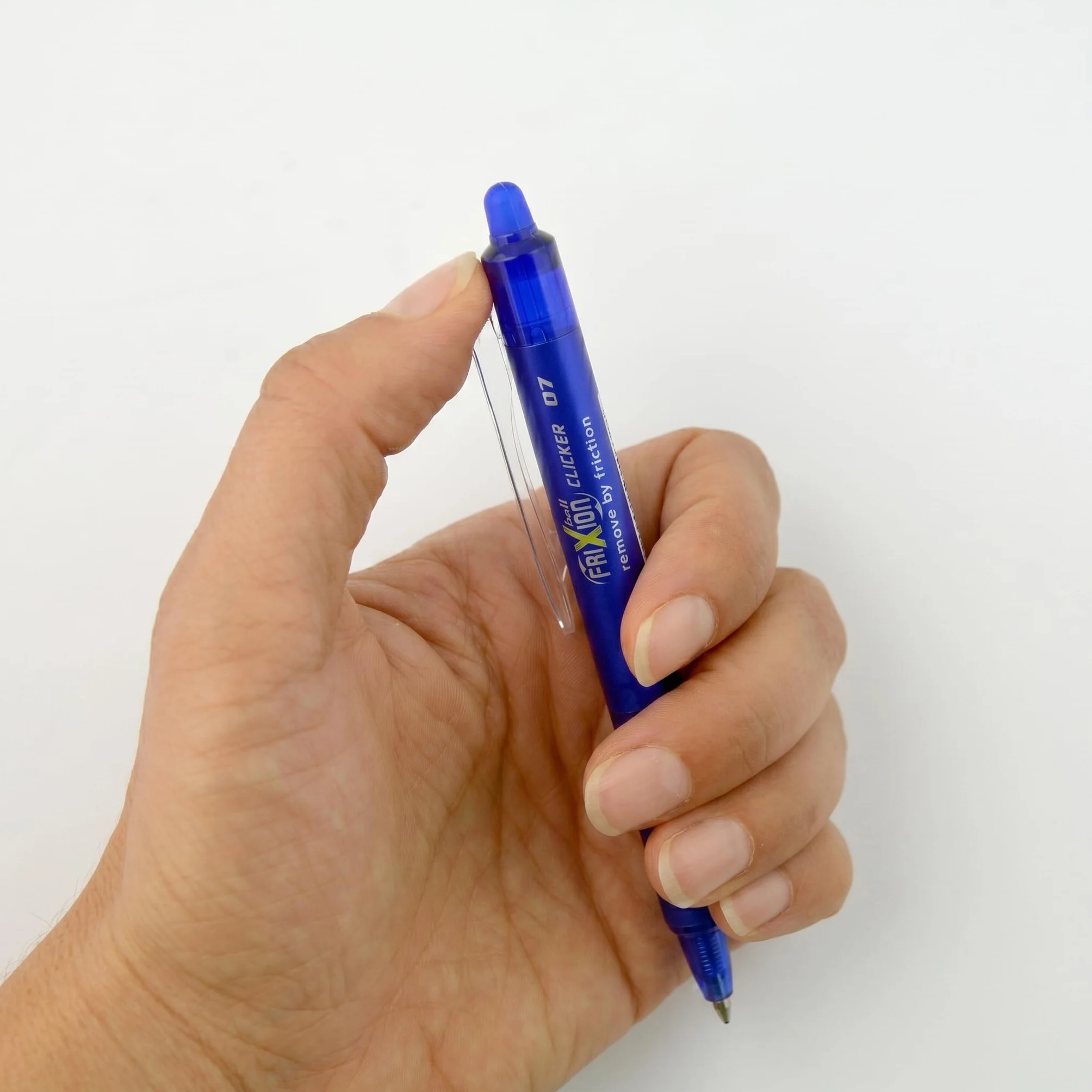PILOT Set di 4 FriXion Ball Clicker 07 Penna Cancellabile Termosensibile Roller a Scatto Ricaricabile Nero Blu Rosso Verde Punta Media